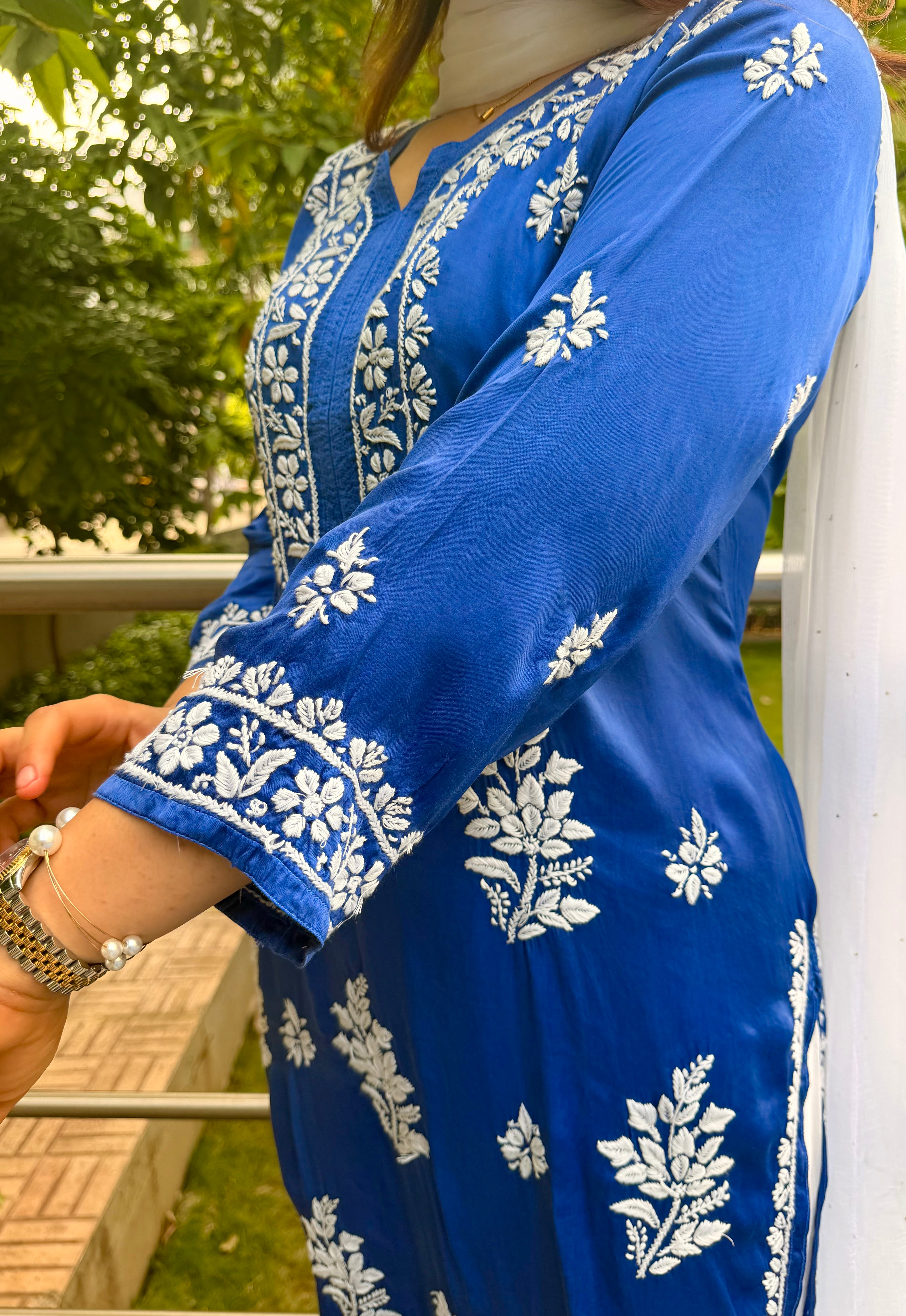 Modal Silk Chikankari kurta