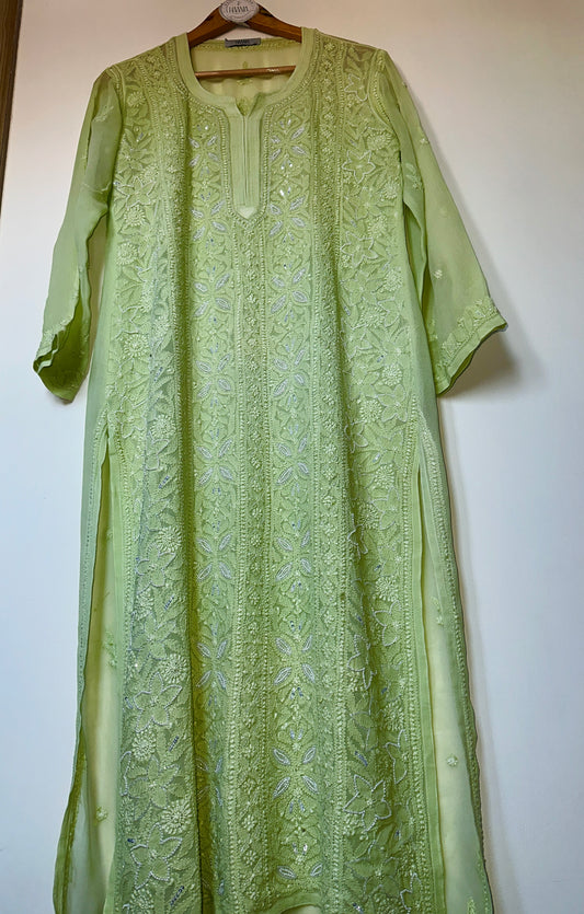 Viral Pearl & Cutdana Chikankari Suit Set - Light Green