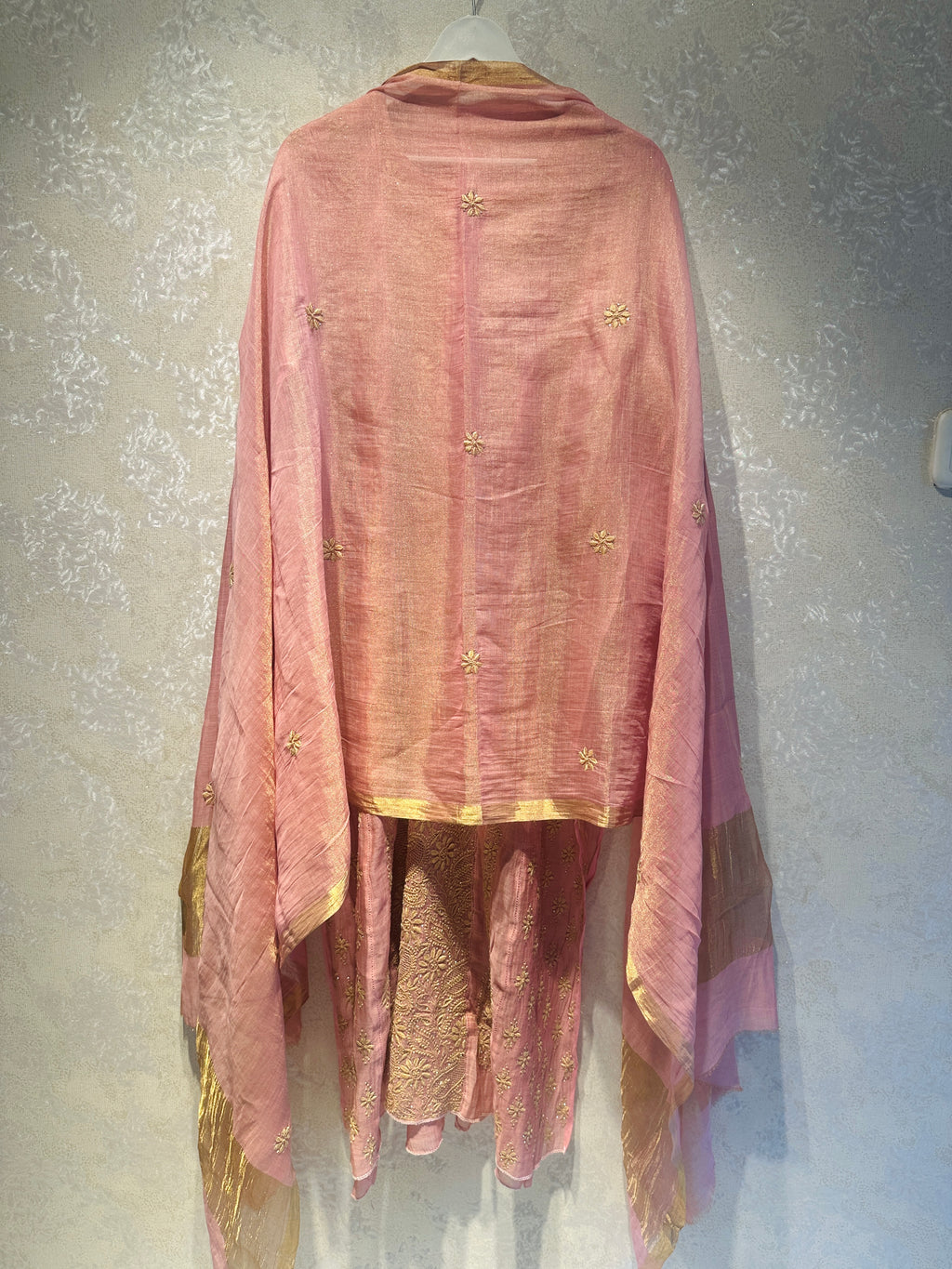 Premium Metallic Tissue Silk Semi Stitched Suit Set