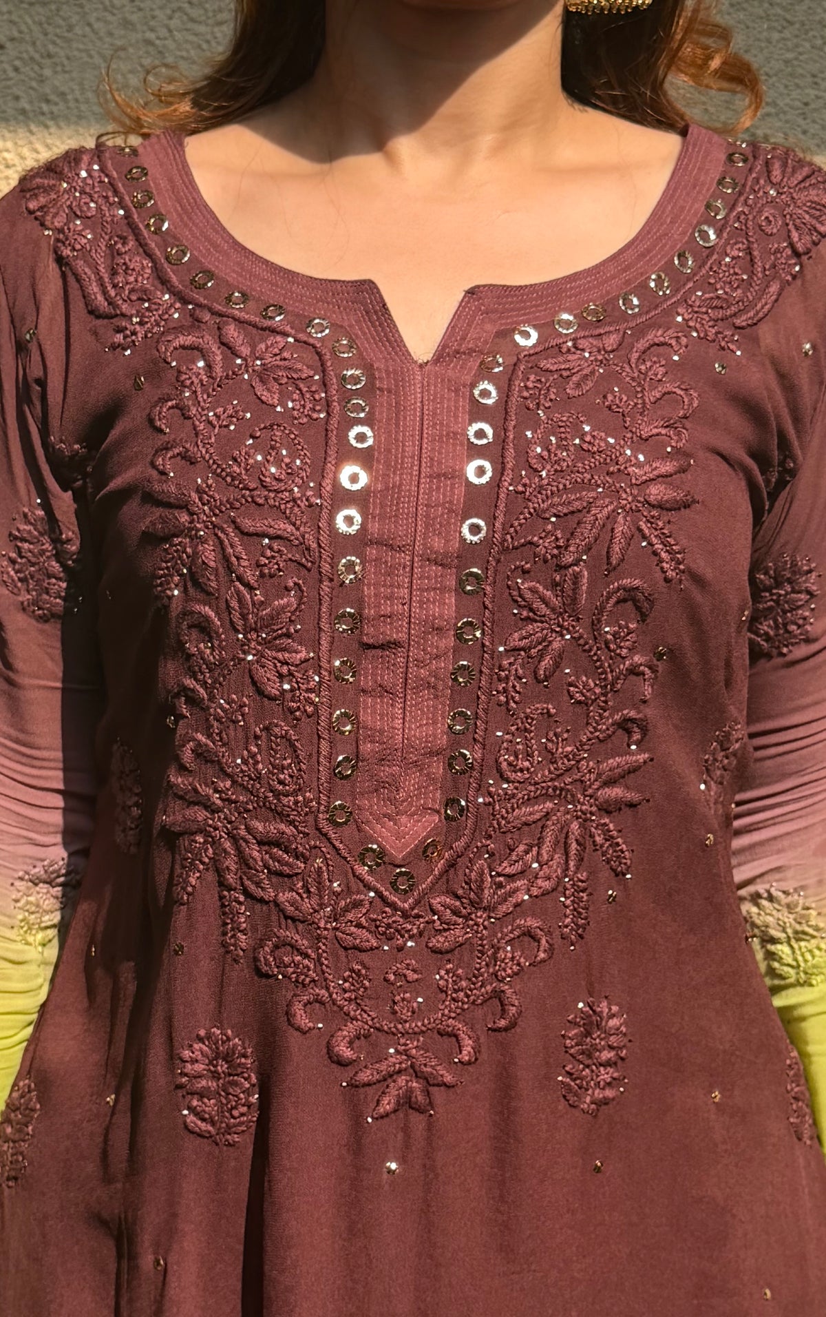 Kunafa Chocolate Inspired Kamdani Layered Garara set