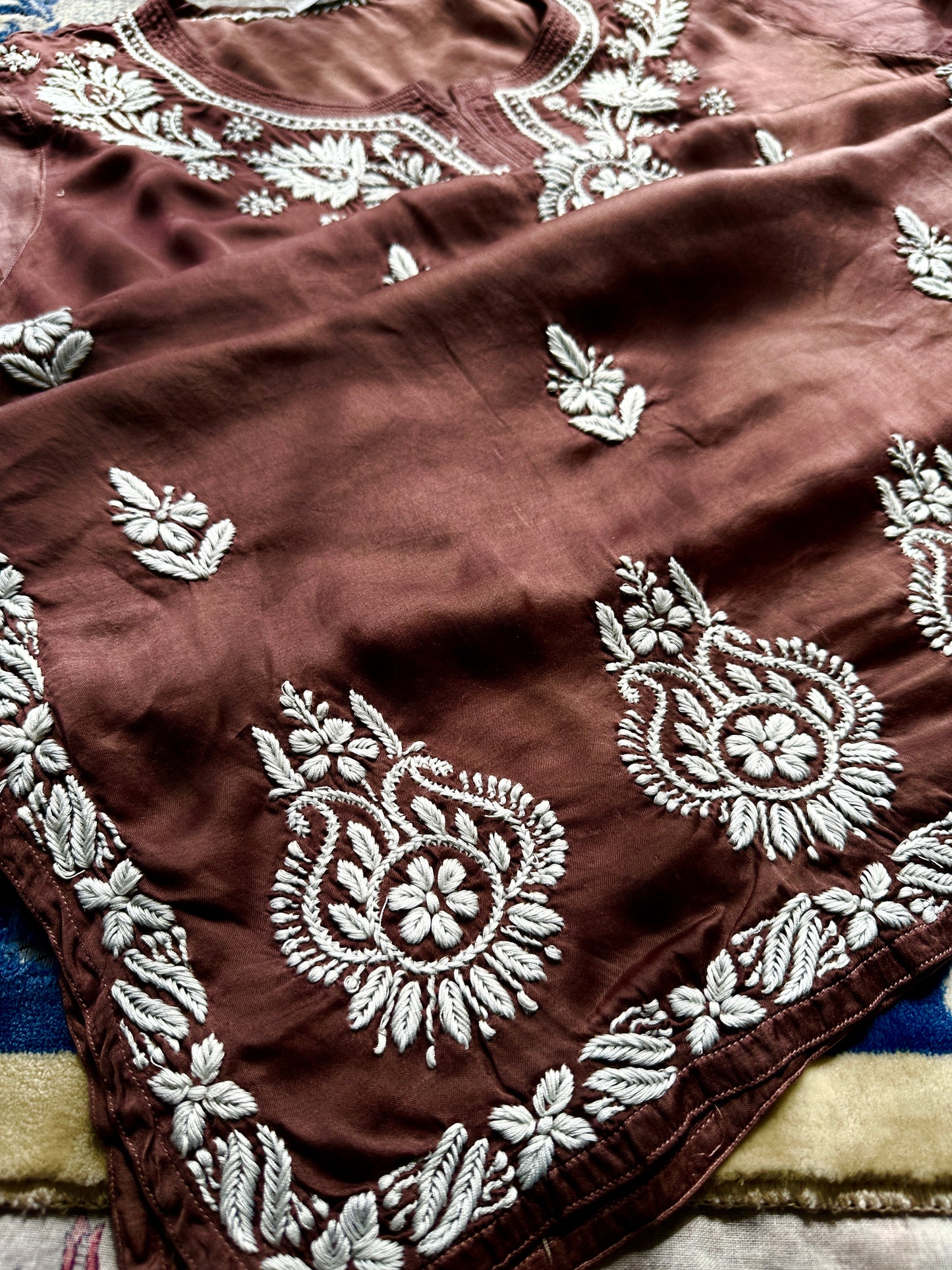 Handcrafted Chikankari Premium Modal Silk Kurta