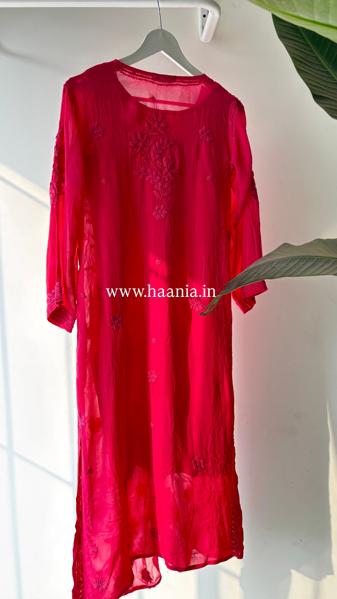 Zara Handcrafted Chikankari Premium Viscose Long Kurta