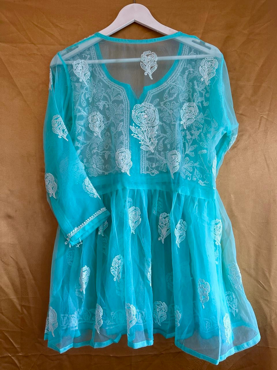 Handcrafted Chikankari Georgette Short Kurti