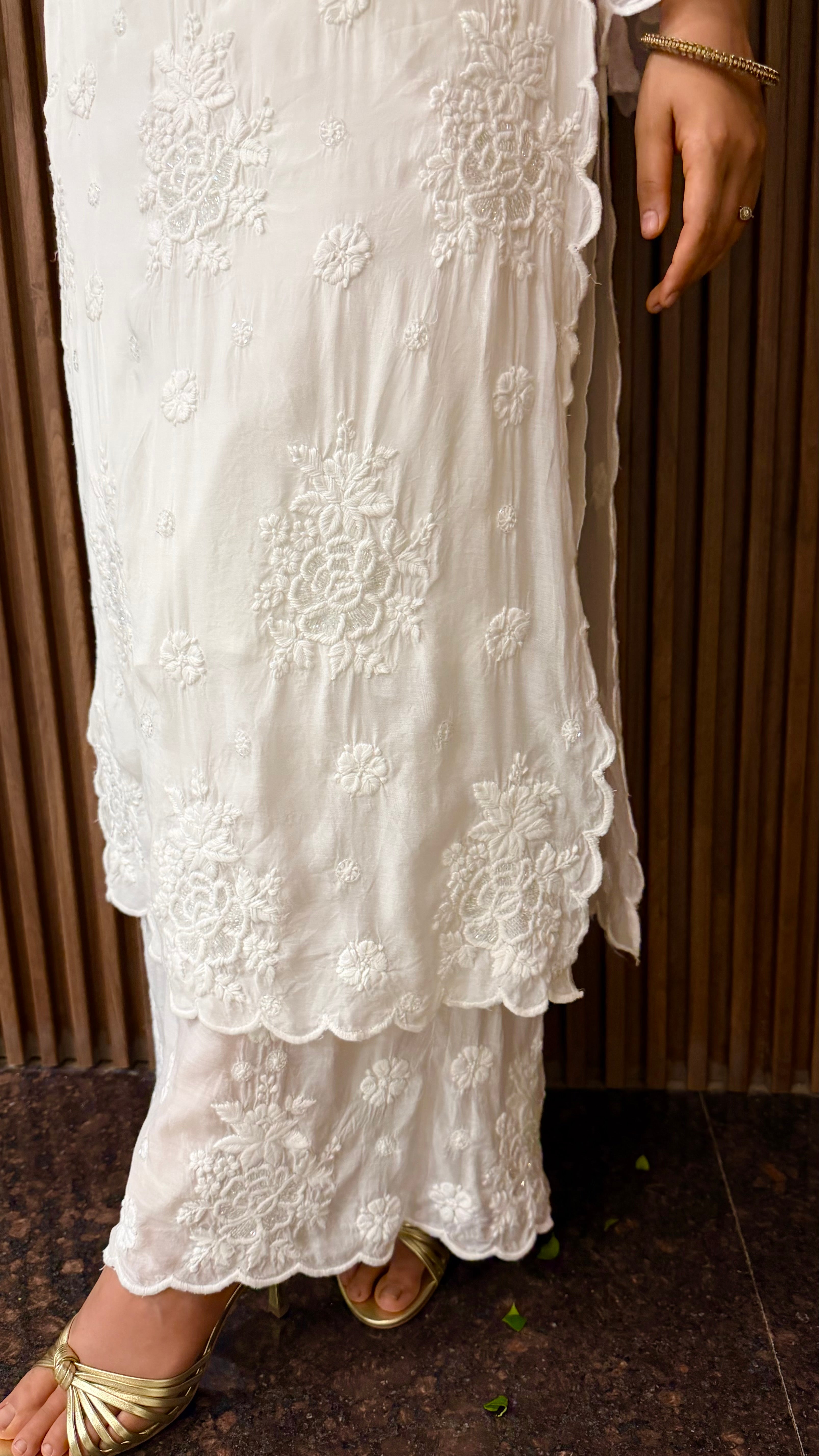 Chand Muslin Pearl & Cutdana Chikankari Suit Set
