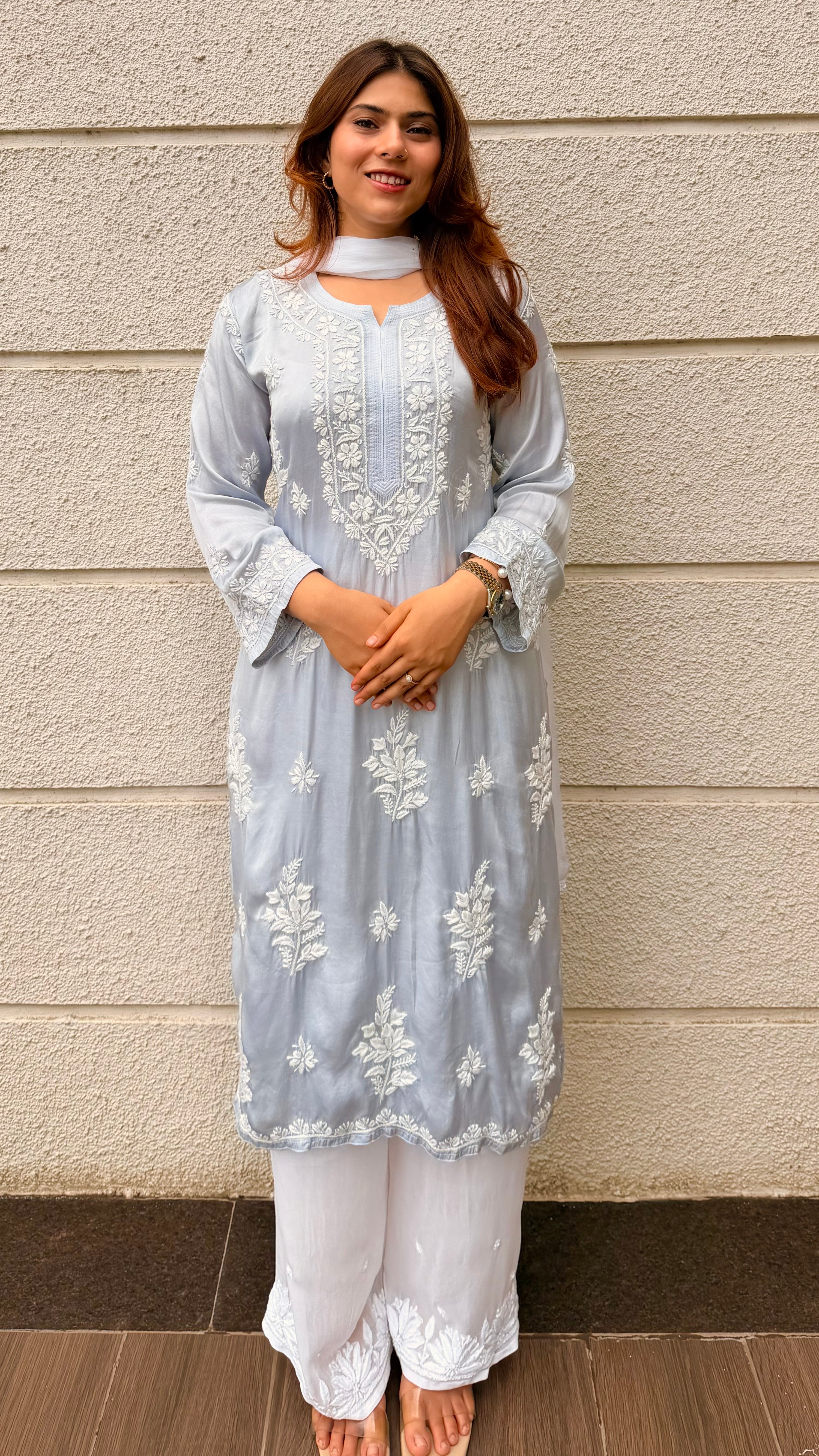 Modal Silk Chikankari kurta
