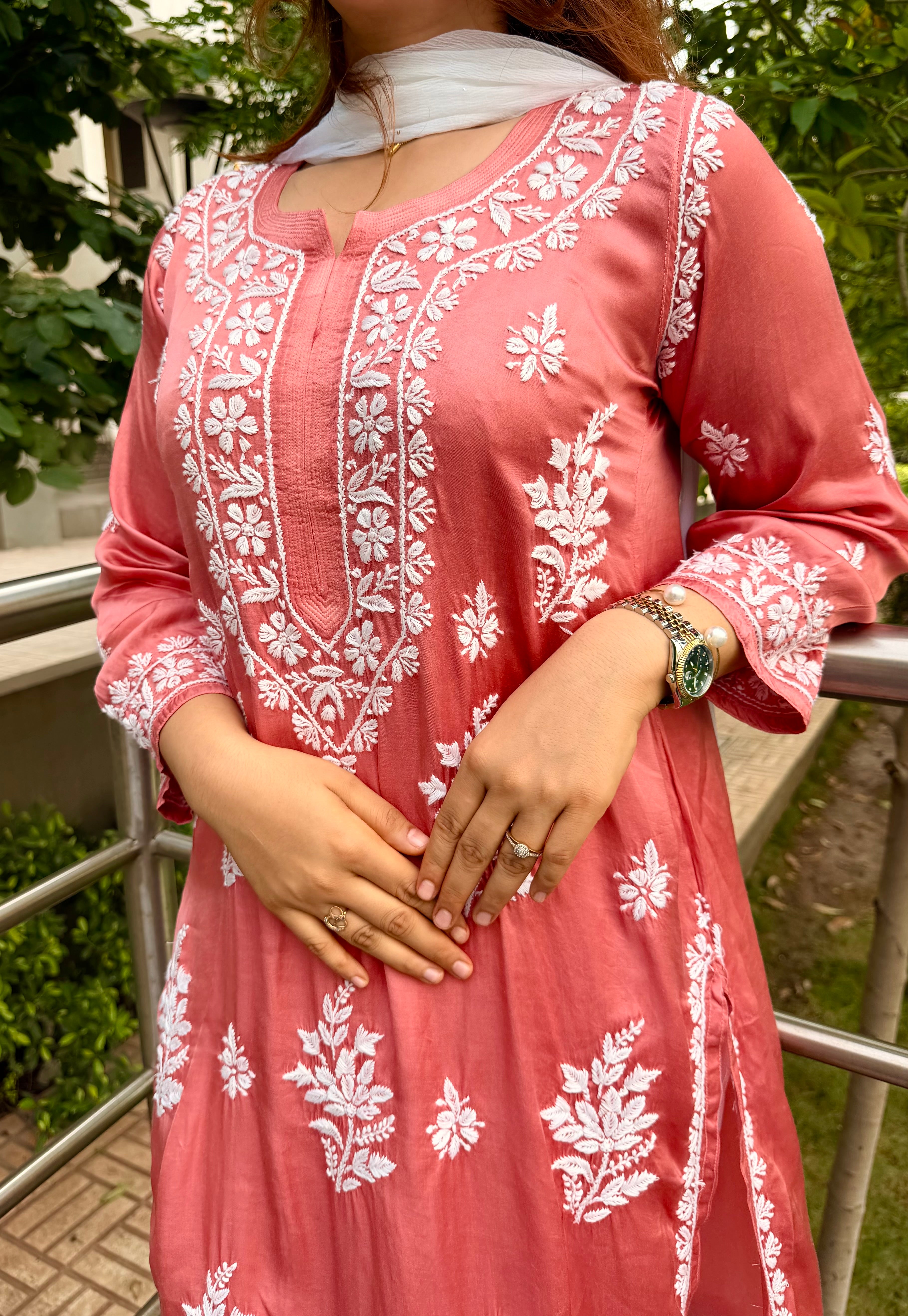 Modal Silk Chikankari kurta