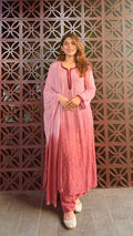 Ombré Pinkish Brown Full Jaal Suit Set