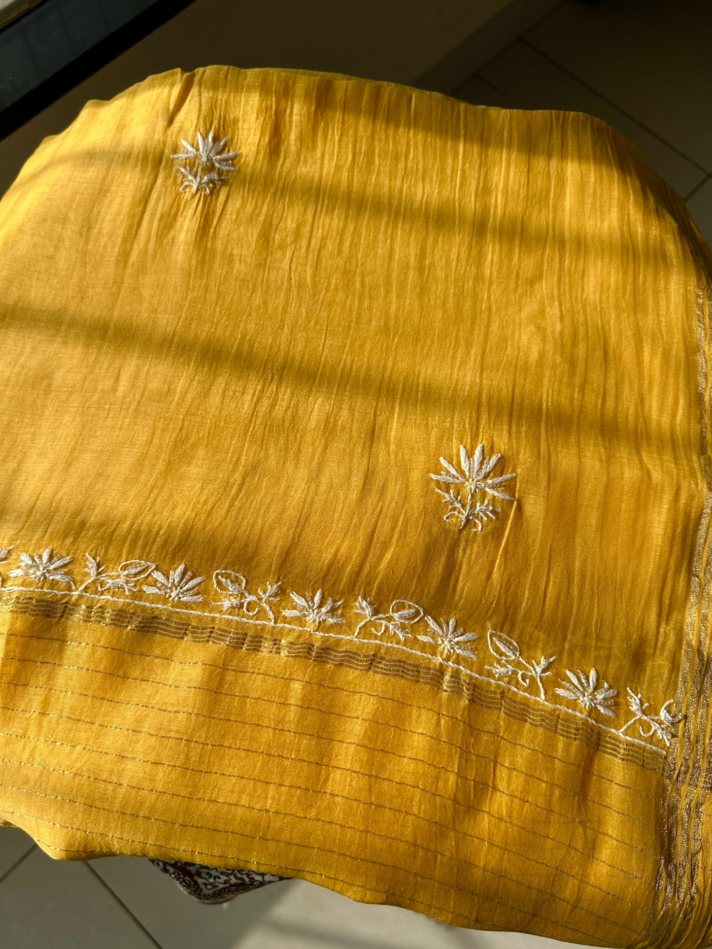 Luxe Chikankari Mul Chanderi Semi Stitched Suit Set