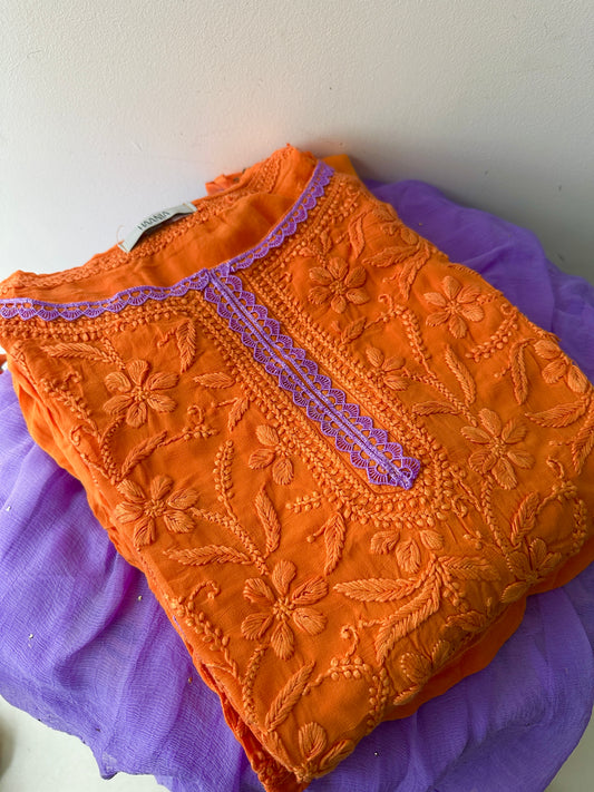 Tangy Twilight Noodle Strap Chikankari Suit Set