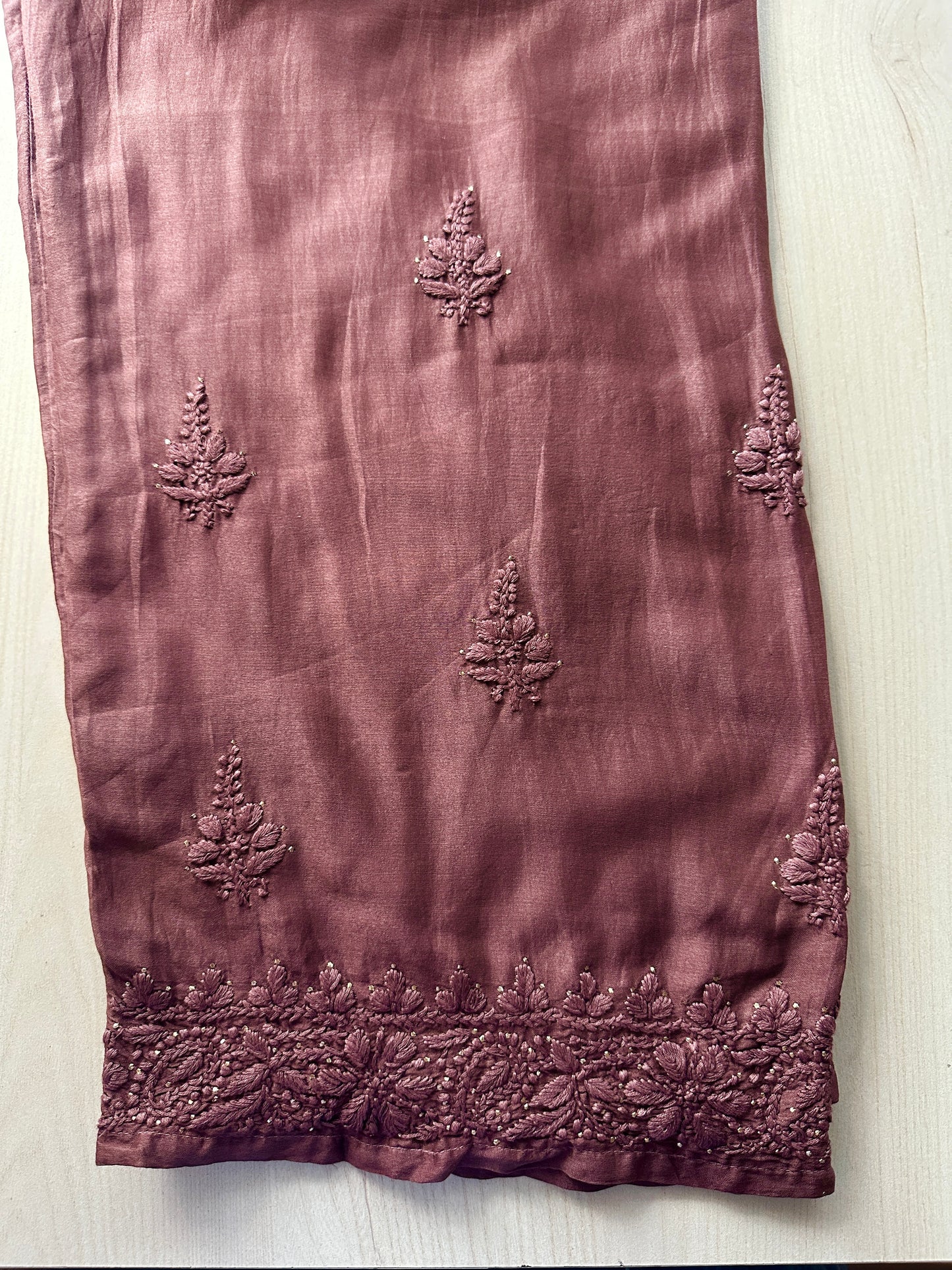 Choco Barfi Inspired Chikankari Chanderi Suit Set