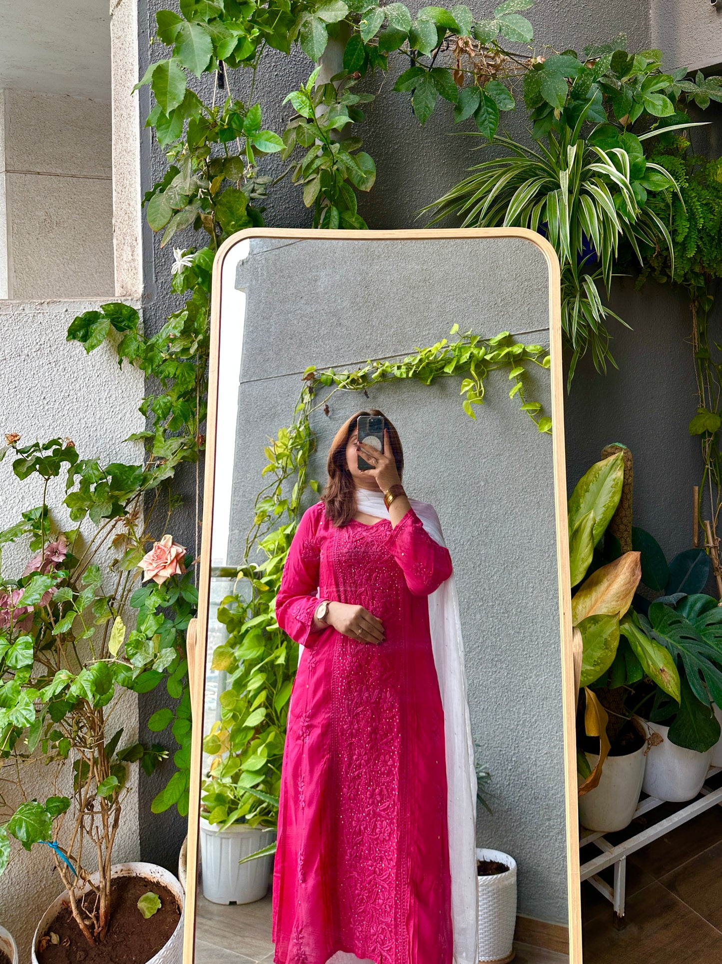 Zoya Premium Muslin Chikankari Kurti with Mukaish embellishments