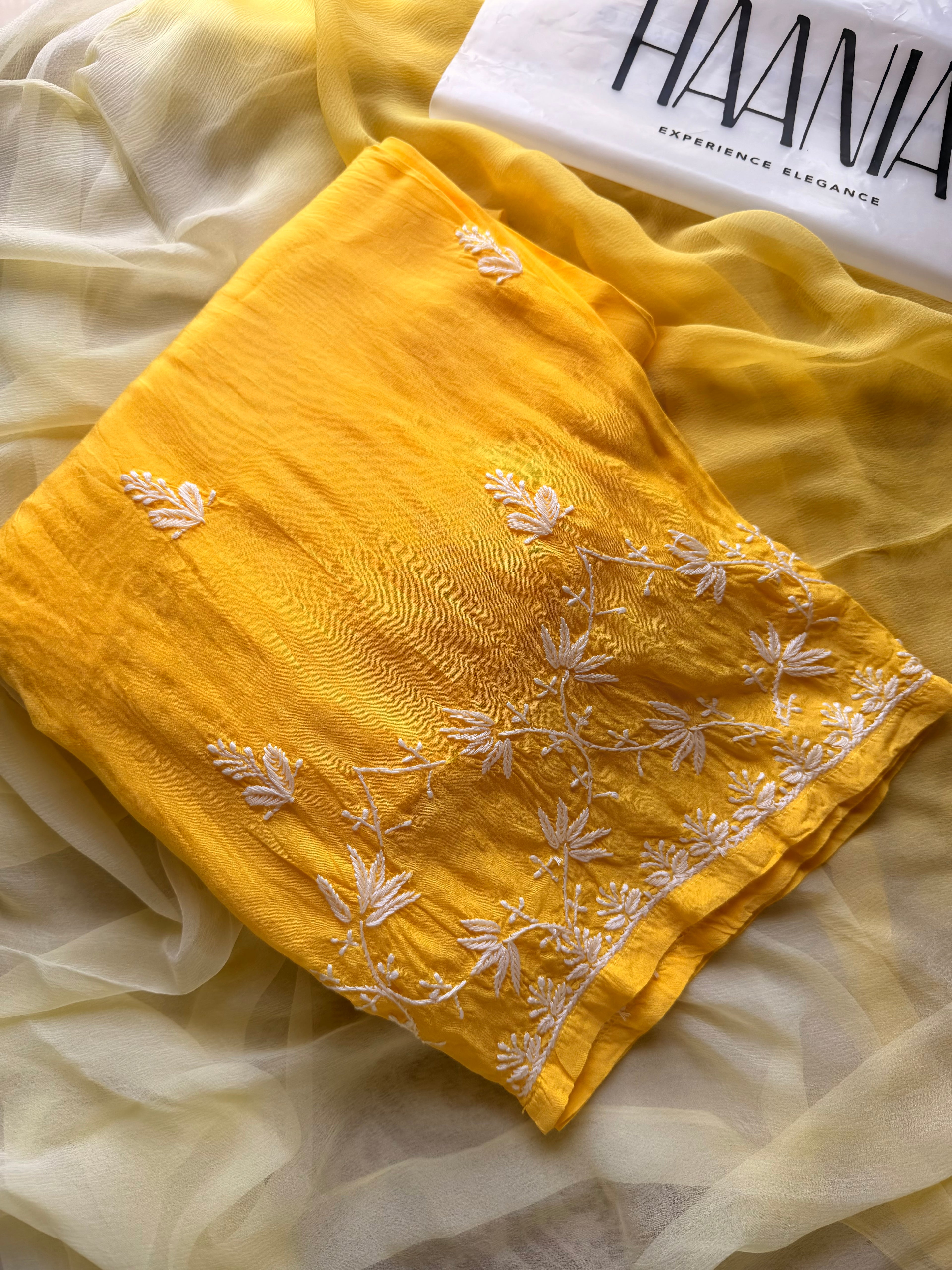 Ombré yellow muslin suit set