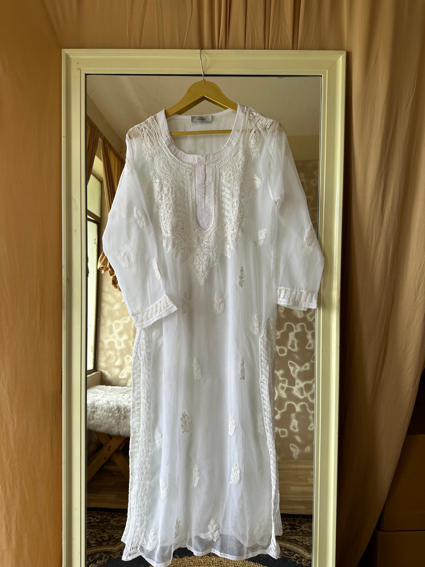 Handcrafted Chikankari Georgette Long Kurta