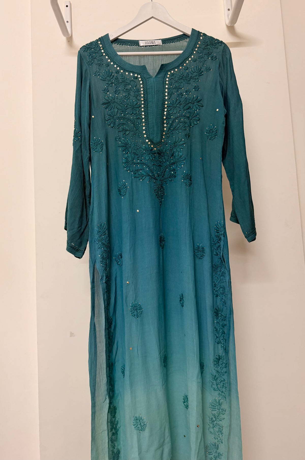 Pure chiffon Mukaish embellished kurta