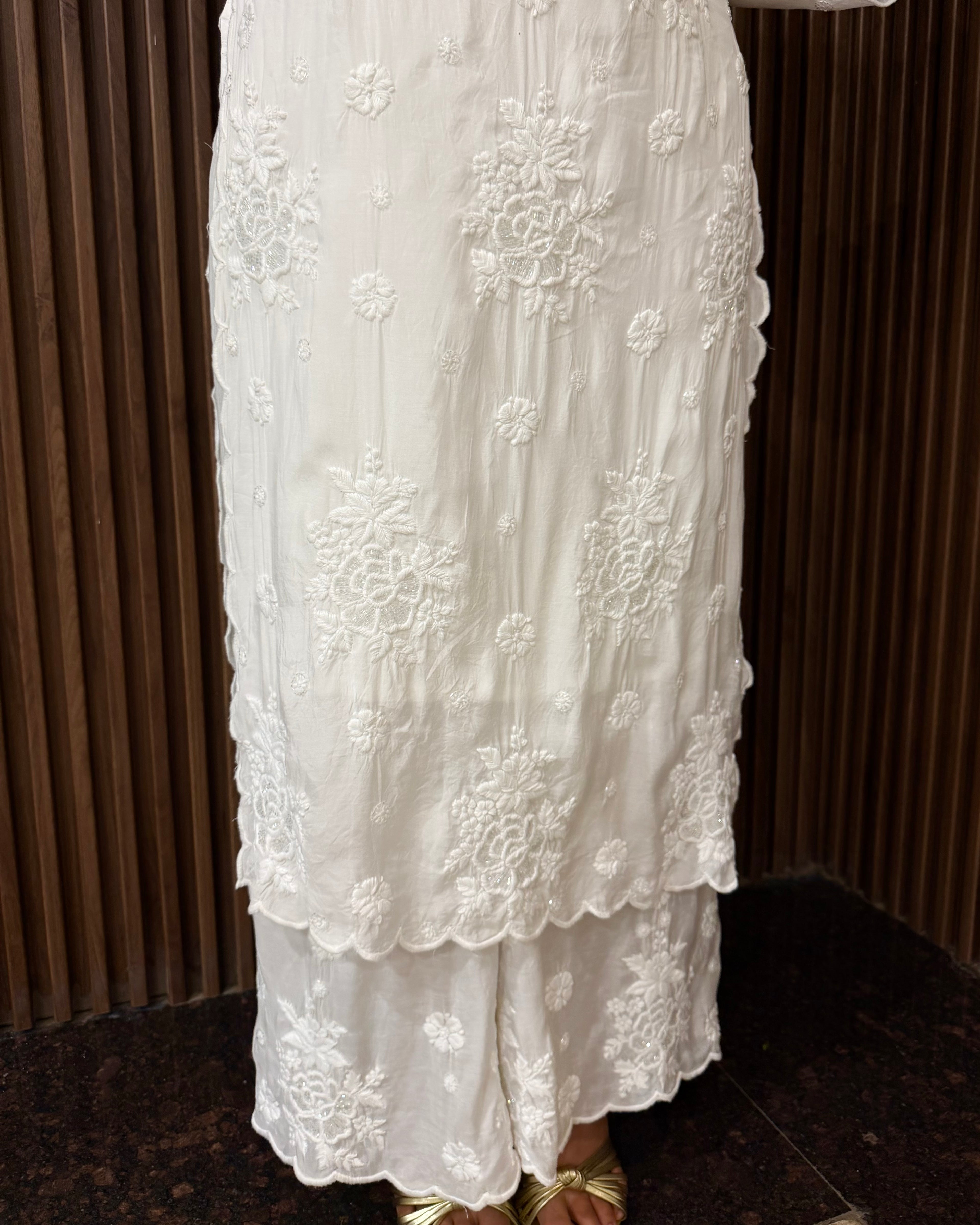 Chand Muslin Pearl & Cutdana Chikankari Suit Set