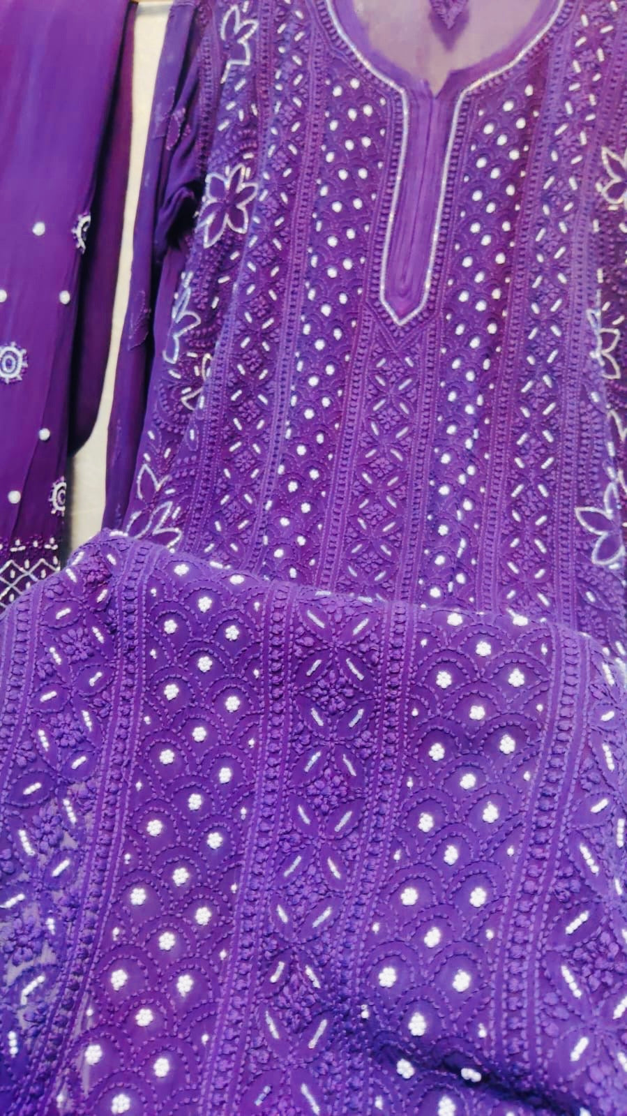 Viral Pearl & Cutdana Chikankari Suit Set - Wine