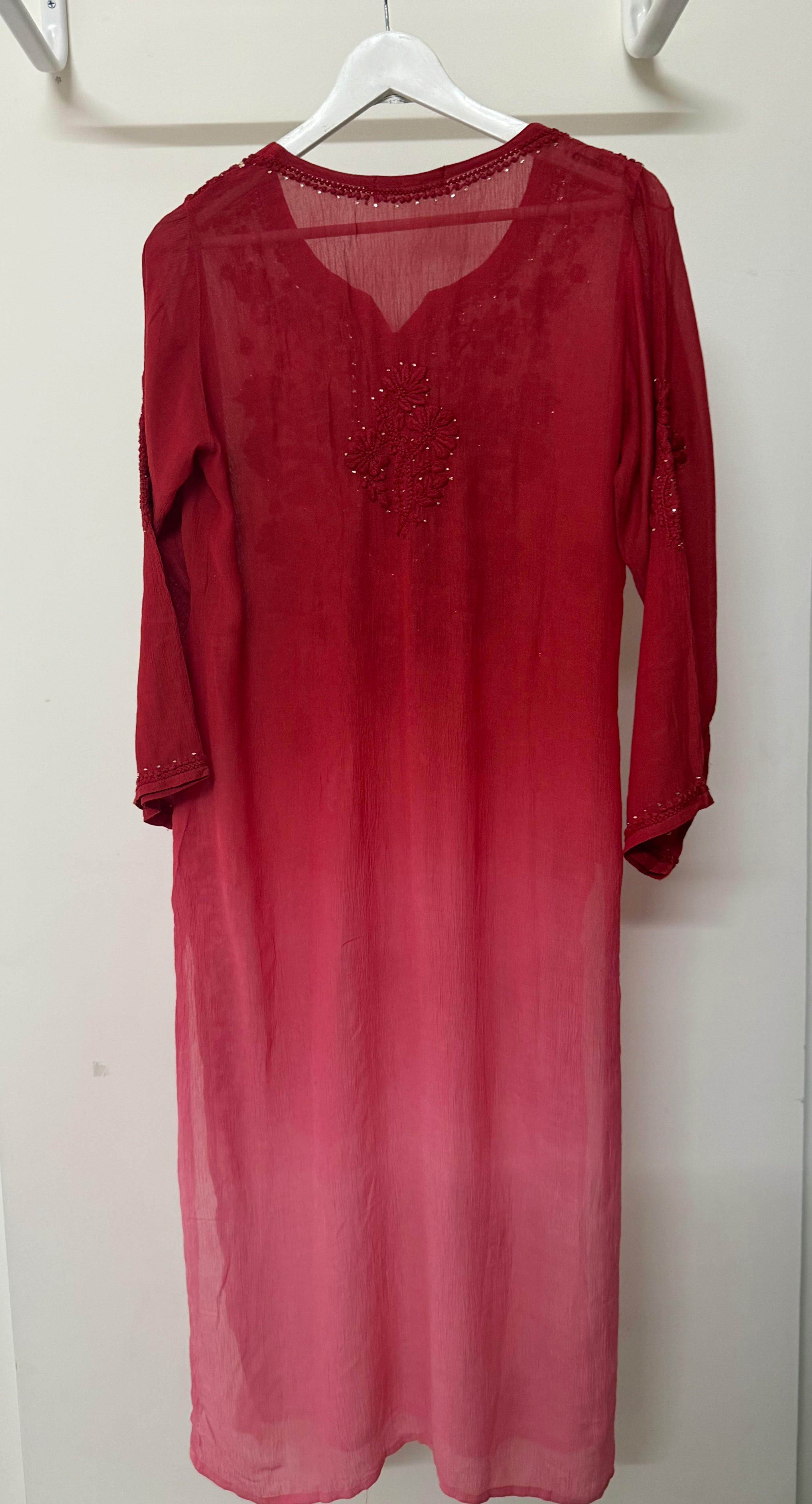 Pure chiffon Mukaish embellished kurta