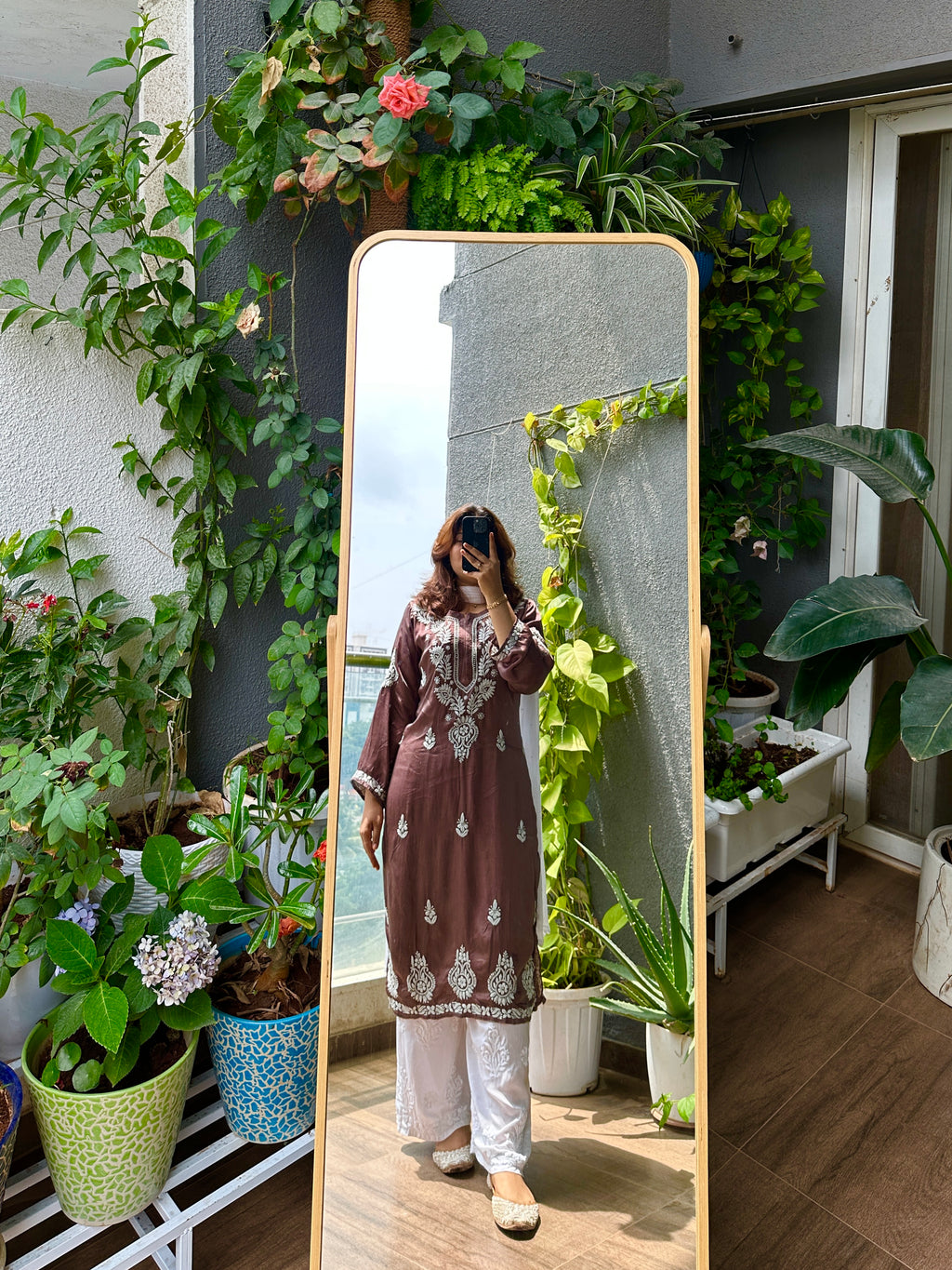 Handcrafted Chikankari Premium Modal Silk Kurta