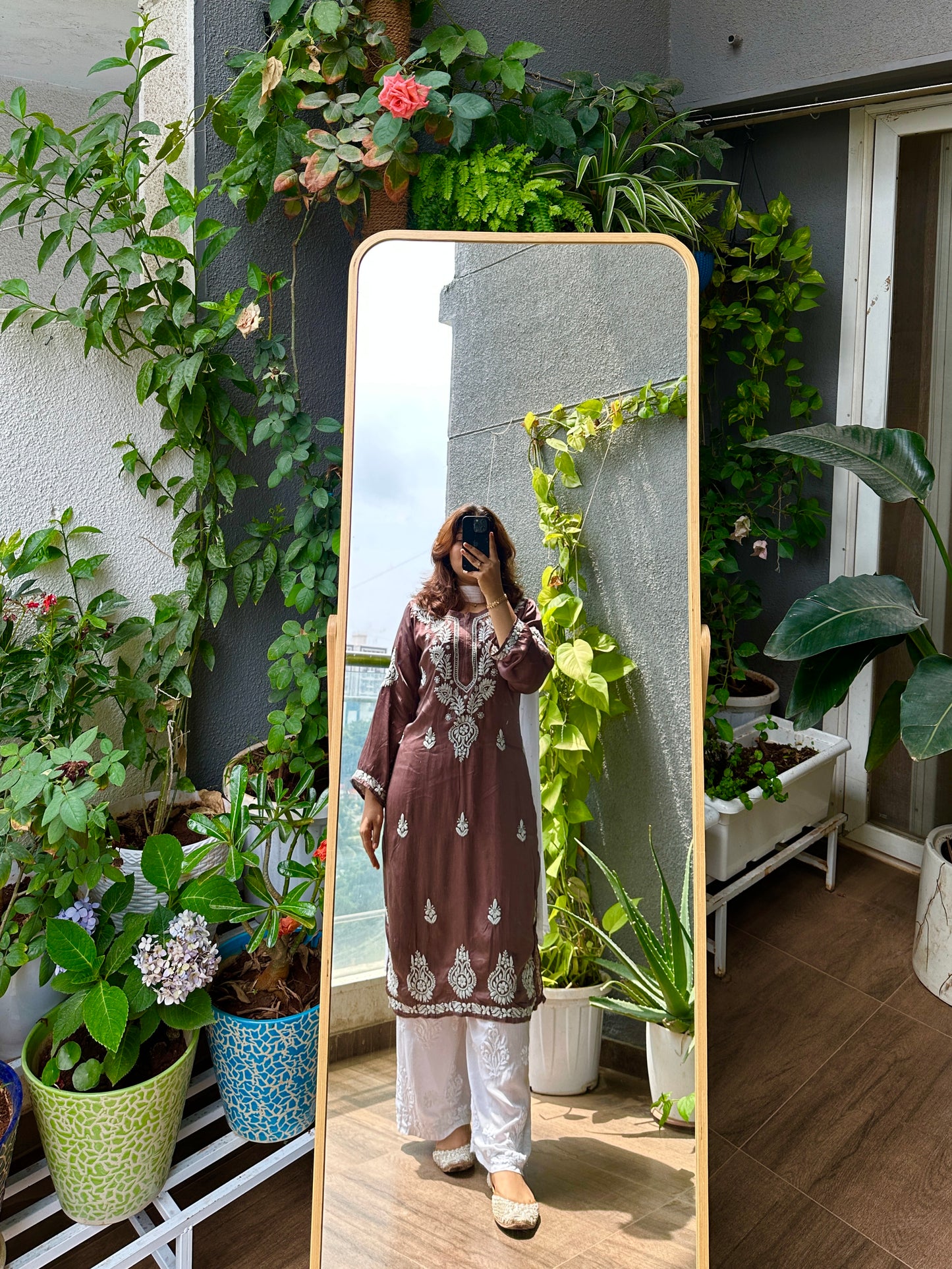 Handcrafted Chikankari Premium Modal Silk Kurta