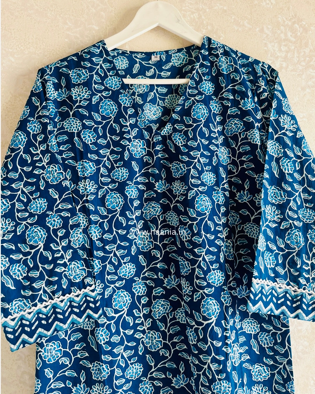 Authentic Jaipuri Hand Blocked Indigo 3 Piece Suit Set