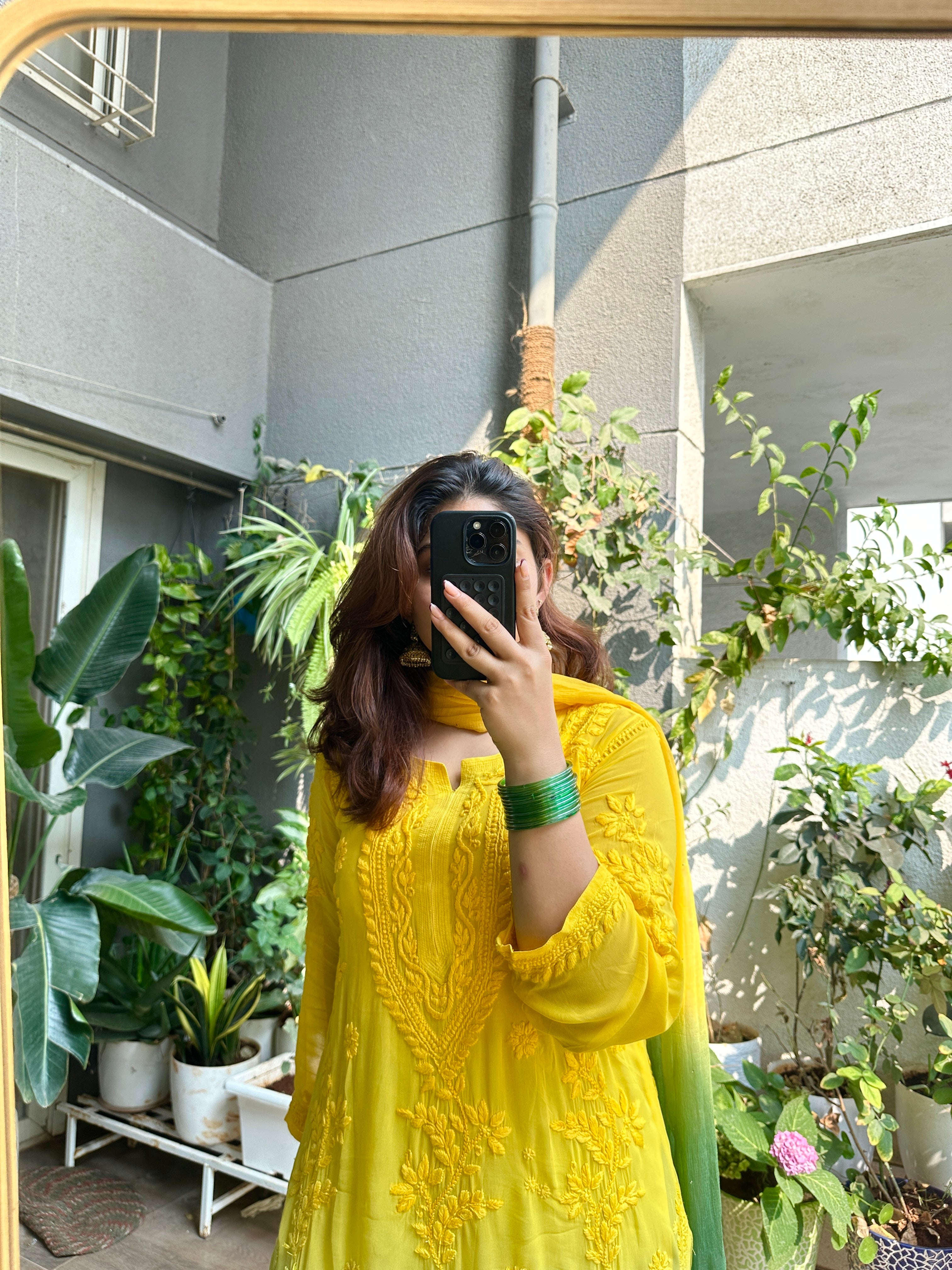 Marigold Muse Handcrafted Chikankari Suit Set