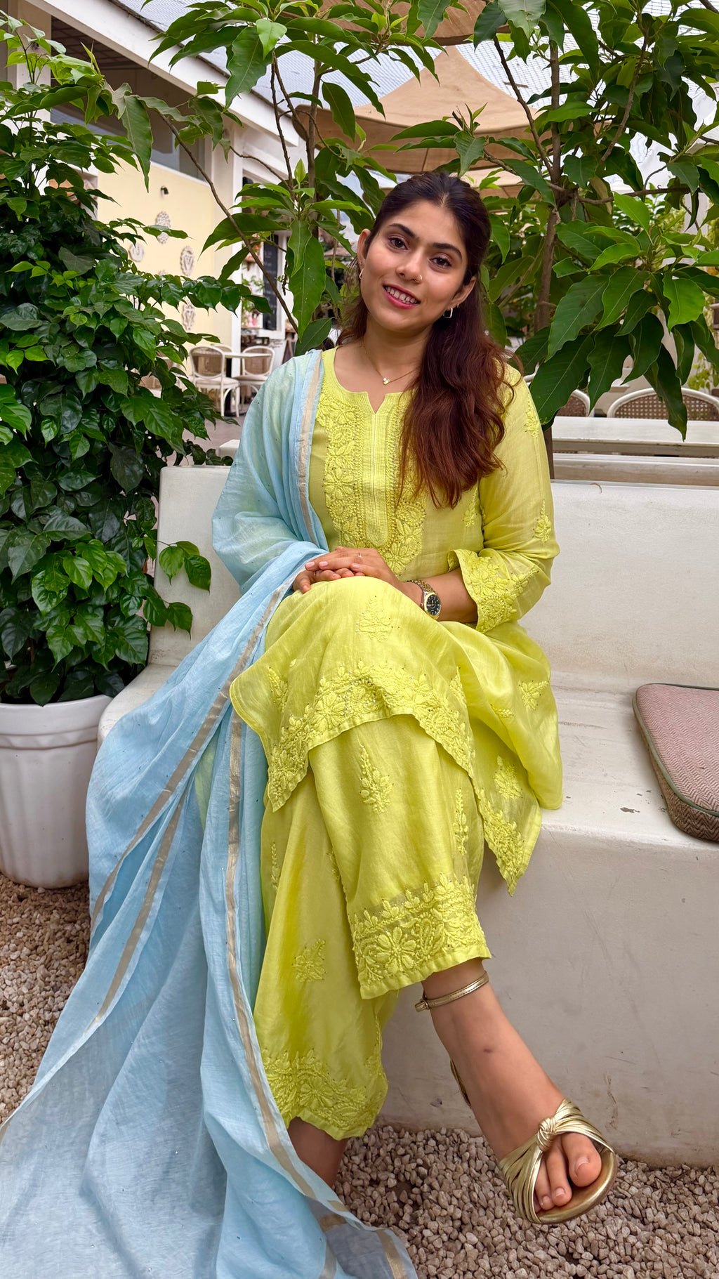 Garden Sky Chanderi Silk Suit Set
