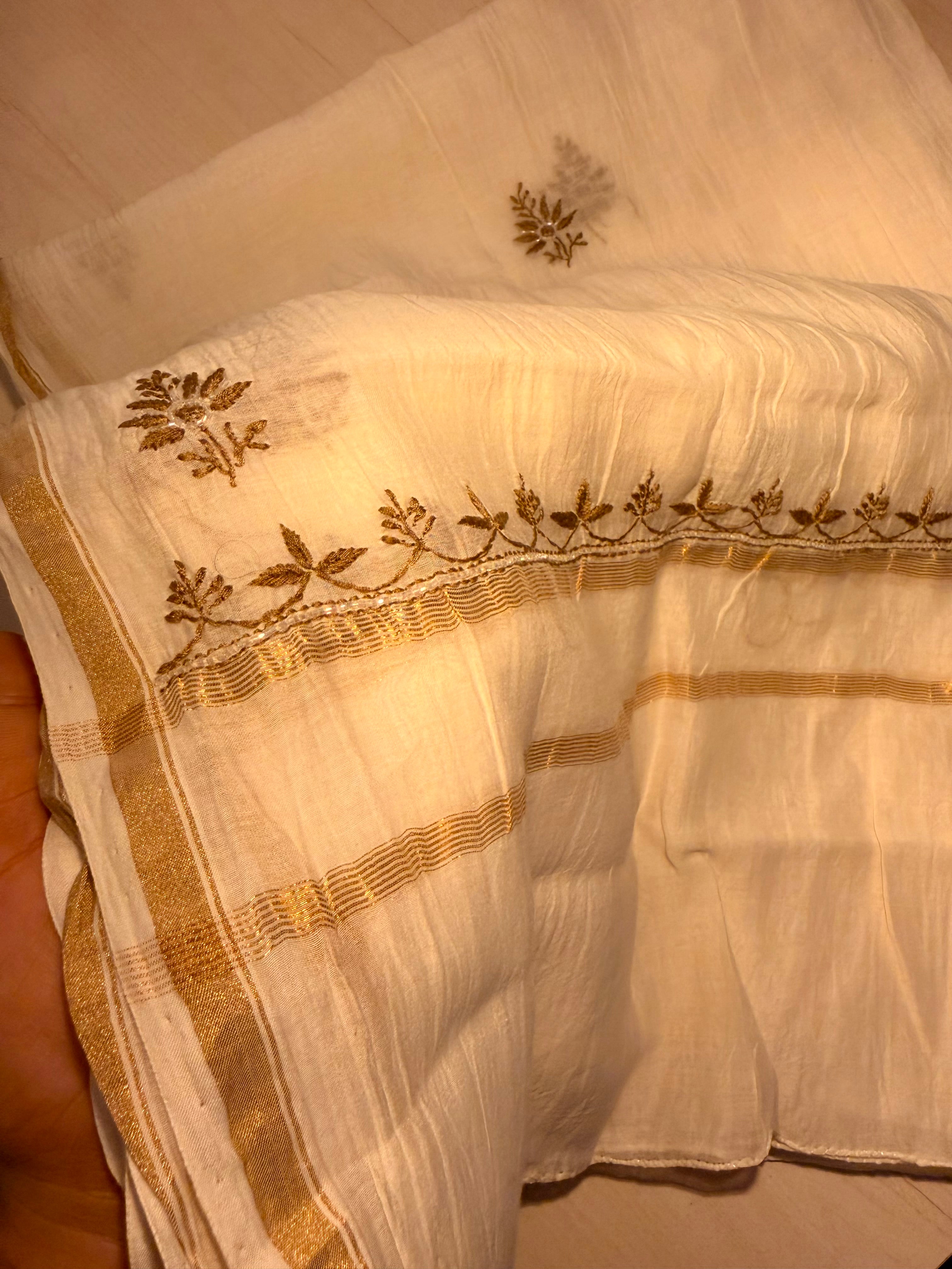Mul chanderi Chikankari Unstitched