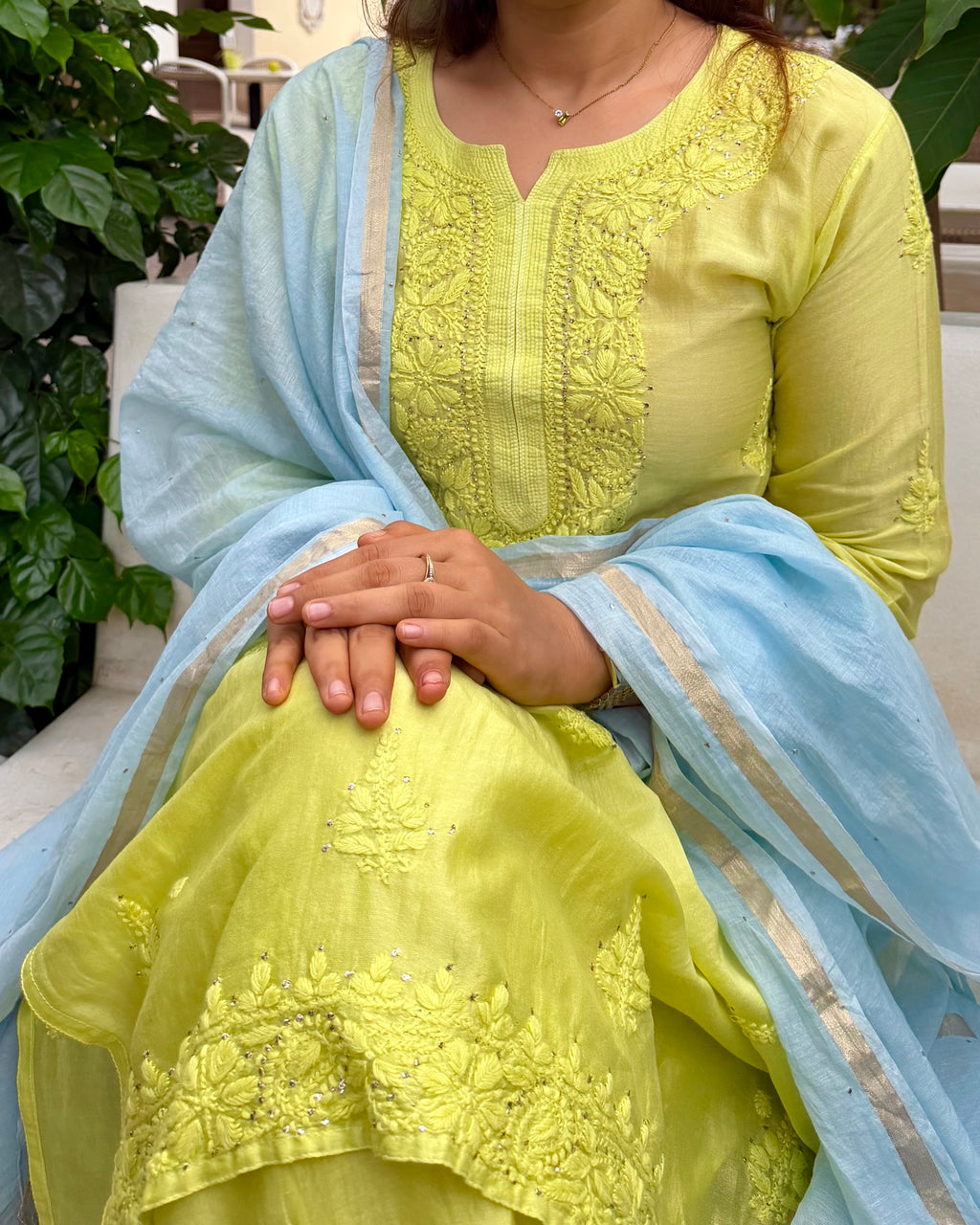 Garden Sky Chanderi Silk Suit Set