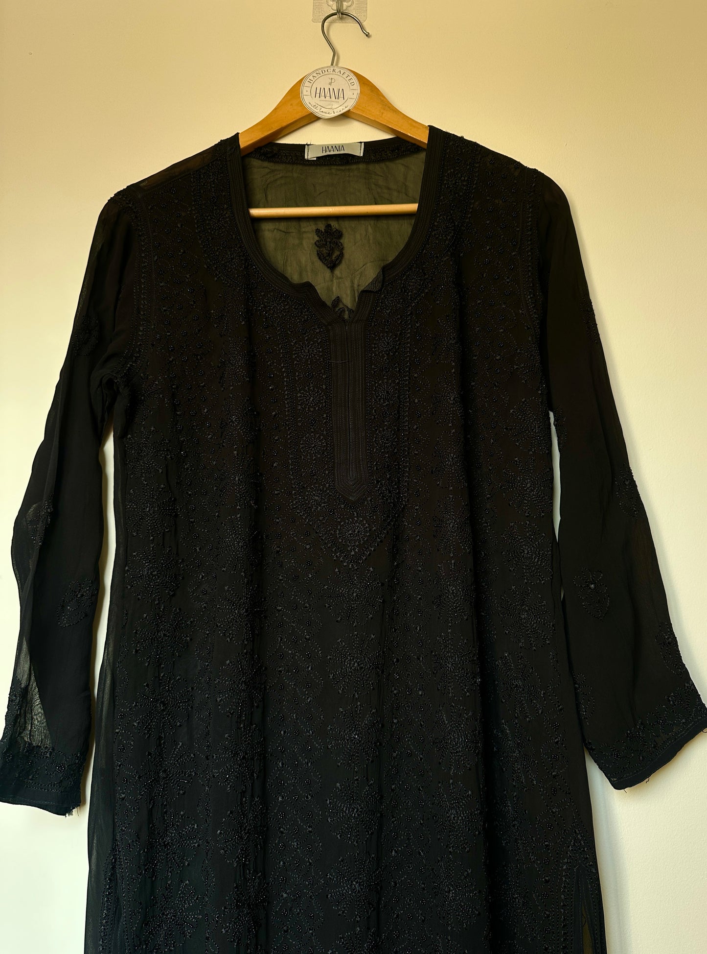 Viral Pearl Chikankari Kurti - Black