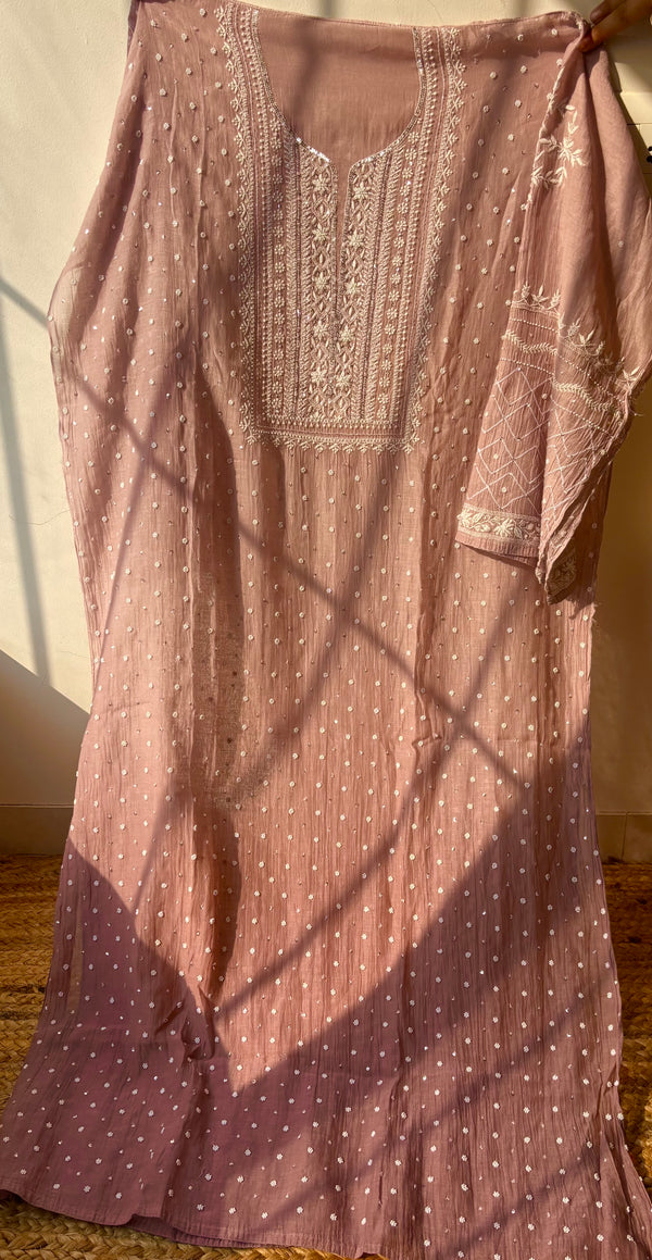 Ombré Mul Chanderi Anarkali with Heavily embellished dupatta
