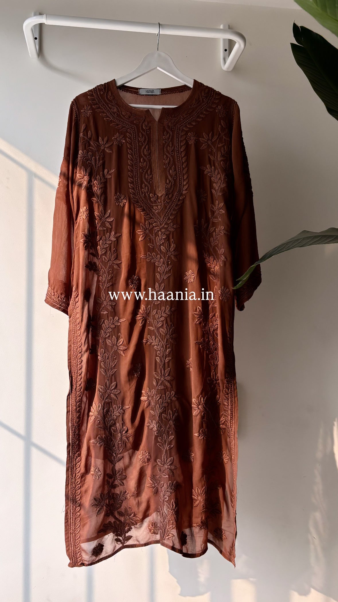 Zara Handcrafted Chikankari Premium Viscose Long Kurta