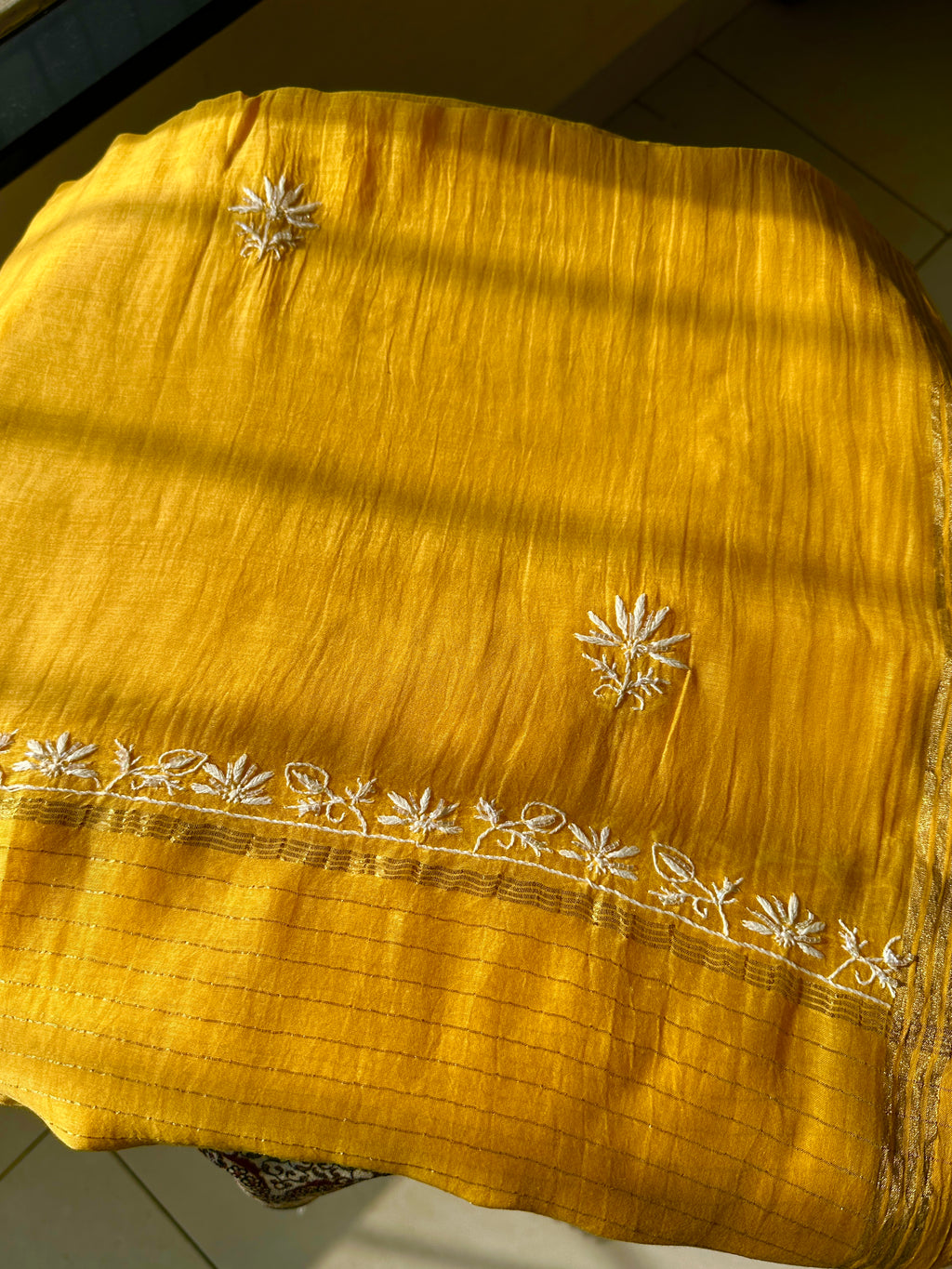 Mul Chanderi A-line Semi Stitched Suit set