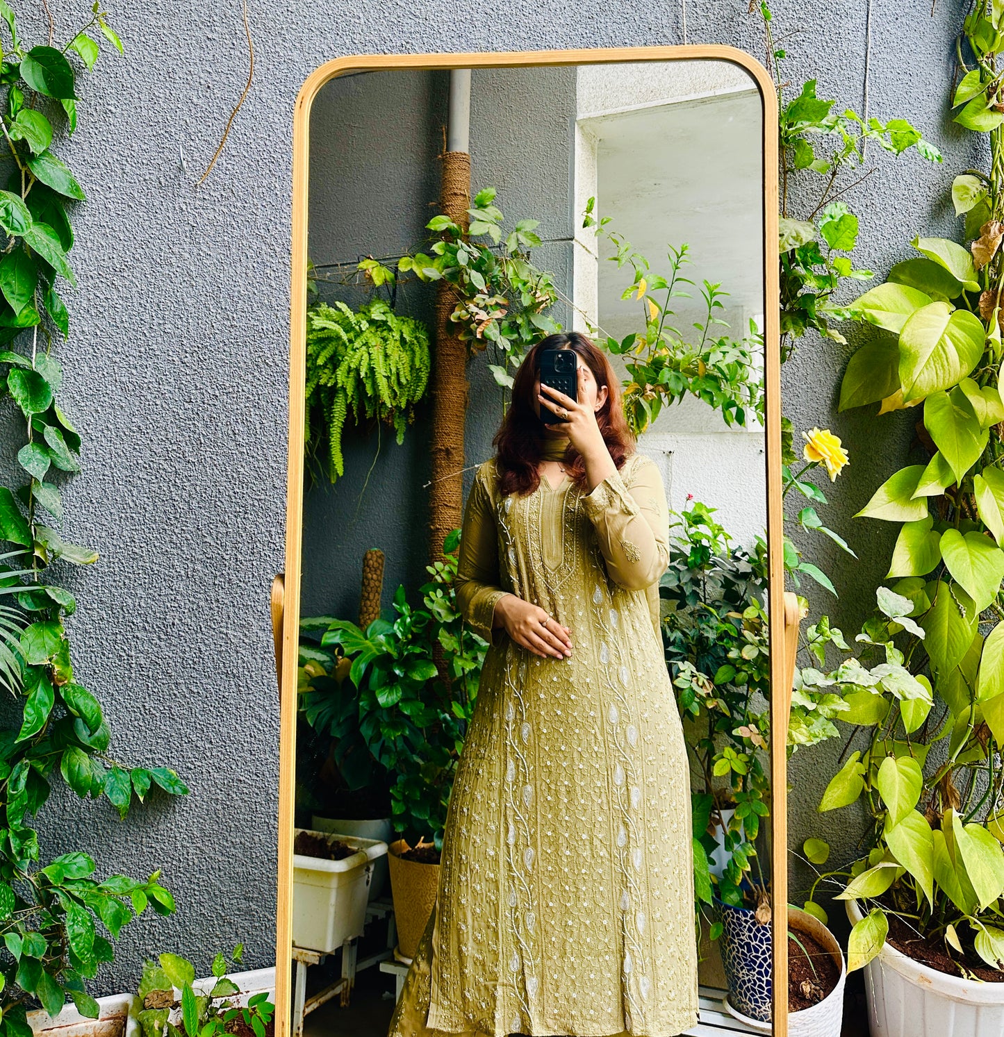 Mehendi Green Pearl & Cutdana Full 4 piece Suit Set