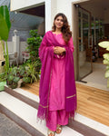 Kala khatta Chanderi Silk Chikankari Suit Set
