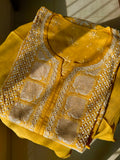 Mul Chanderi A-line Semi Stitched Suit set