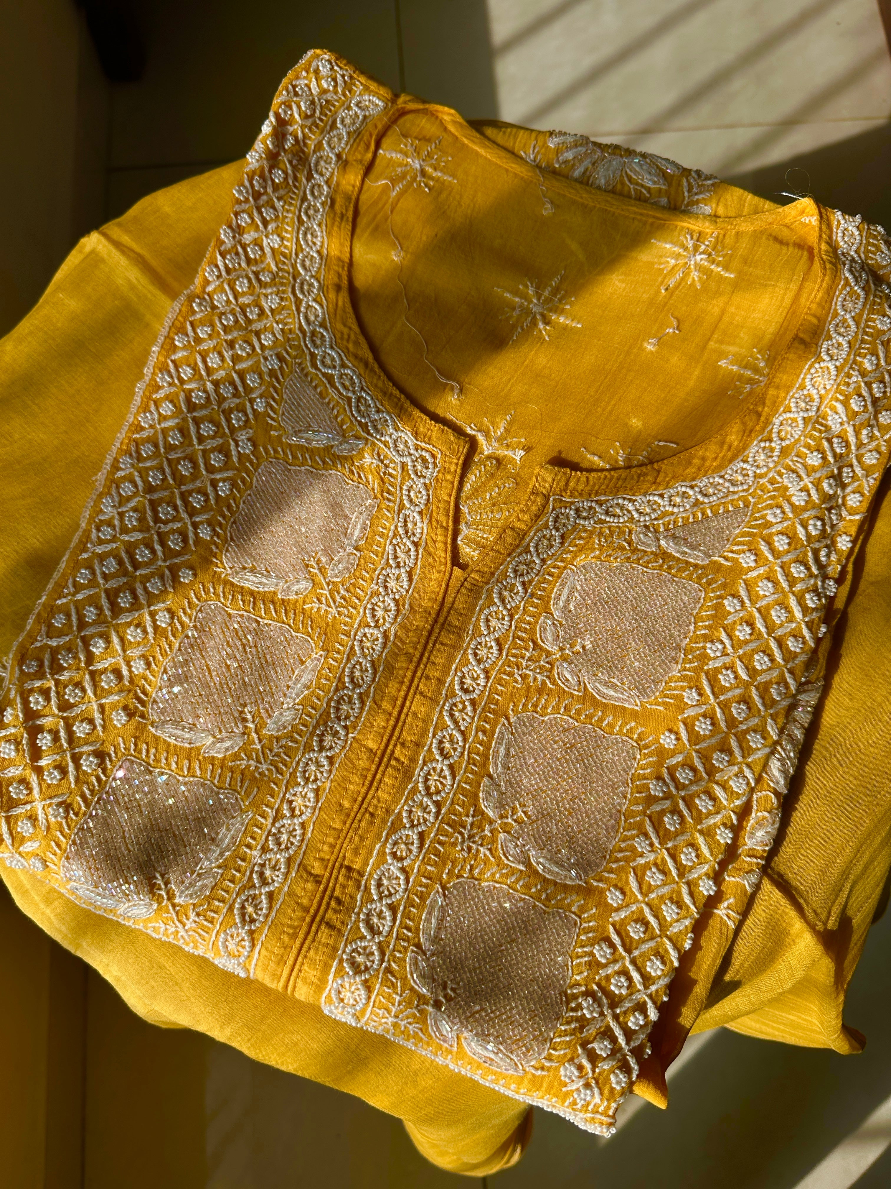 Mul Chanderi A-line Semi Stitched Suit set
