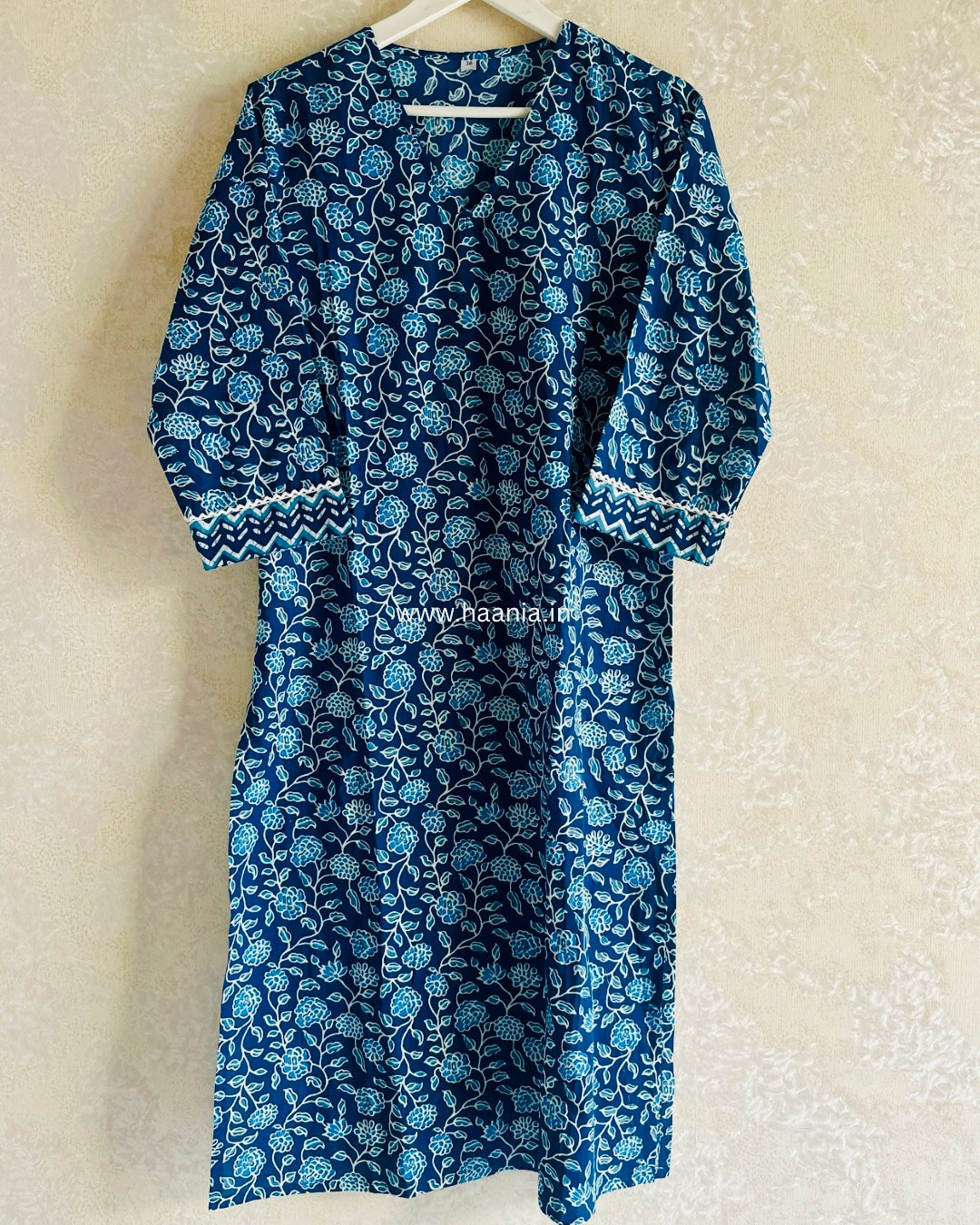 Authentic Jaipuri Hand Blocked Indigo 3 Piece Suit Set