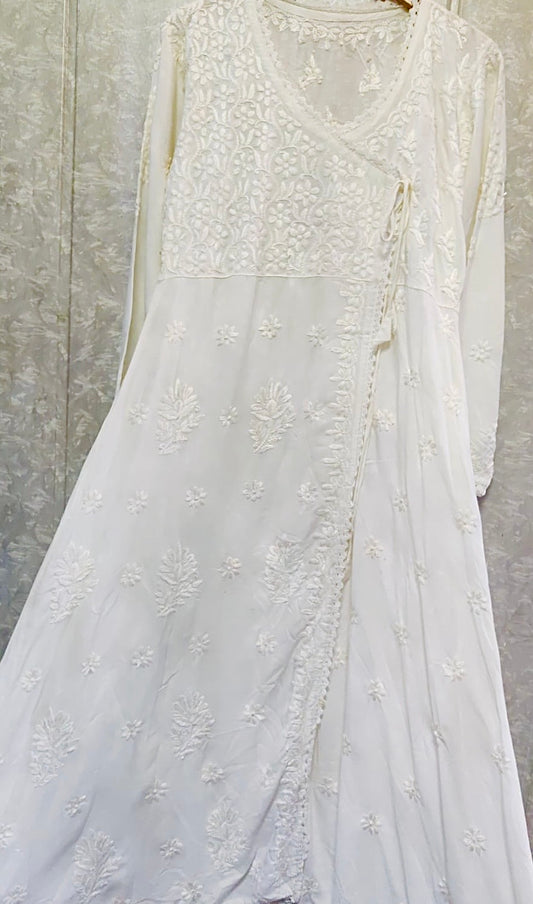 Handcrafted Chikankari Pure Cotton Angrakha
