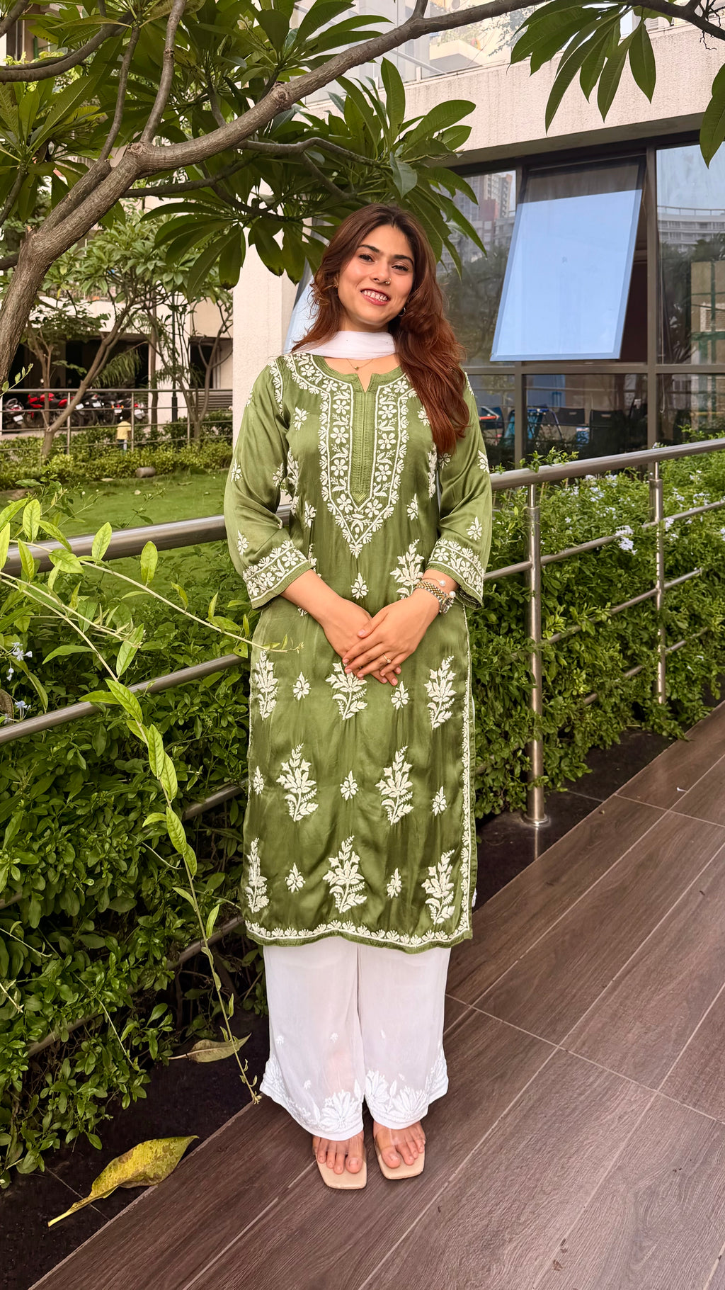 Modal Silk Chikankari kurta