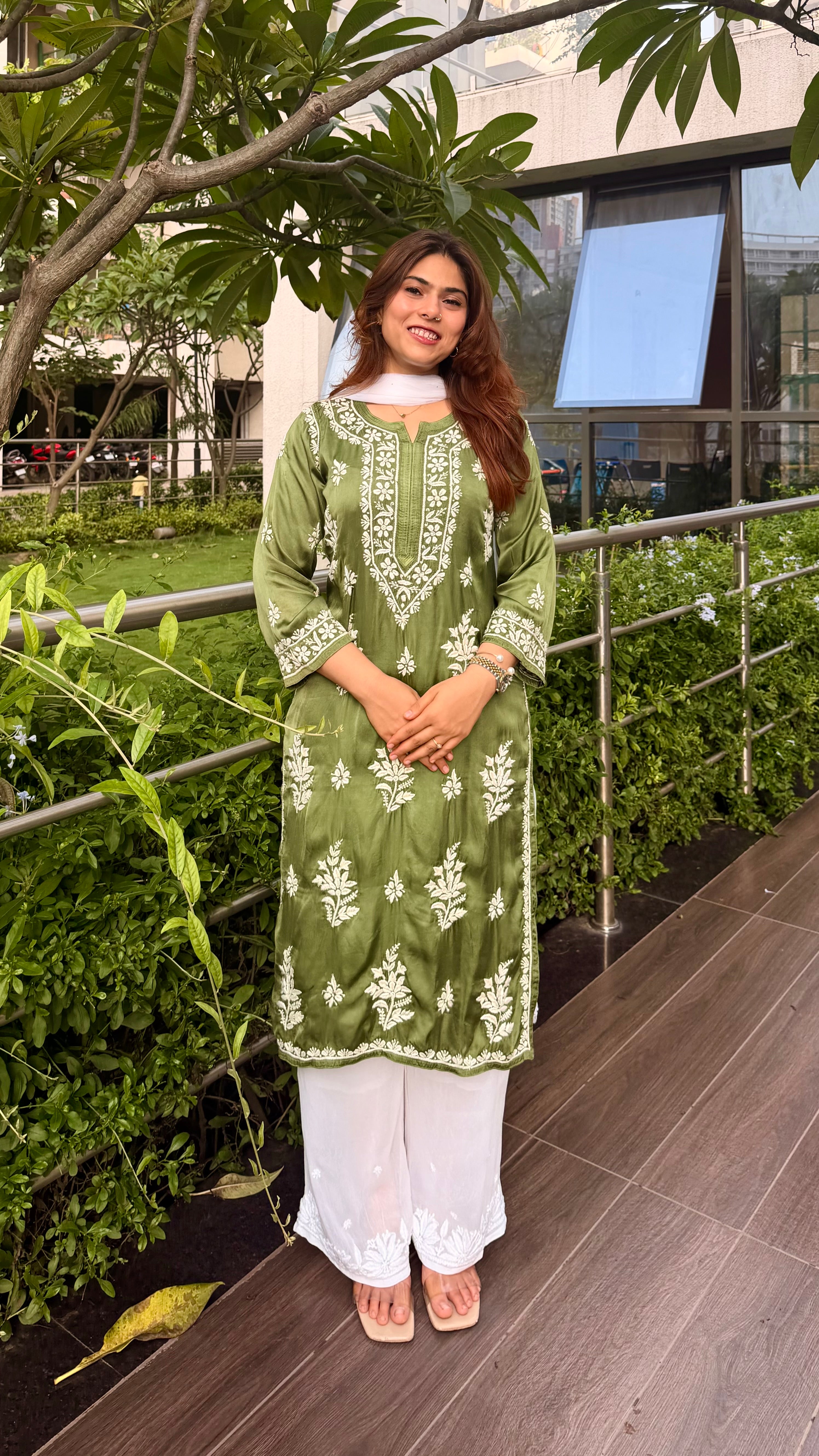 Modal Silk Chikankari kurta