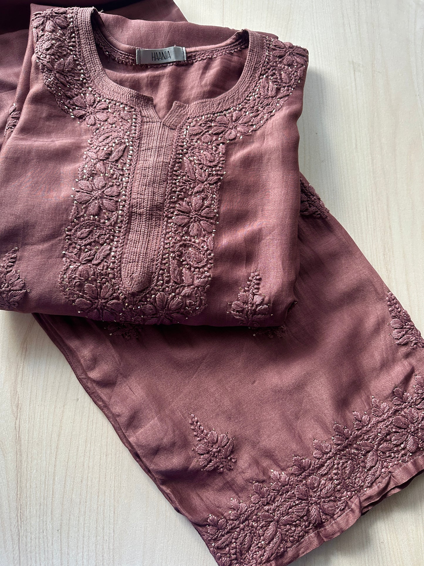 Choco Barfi Inspired Chikankari Chanderi Suit Set
