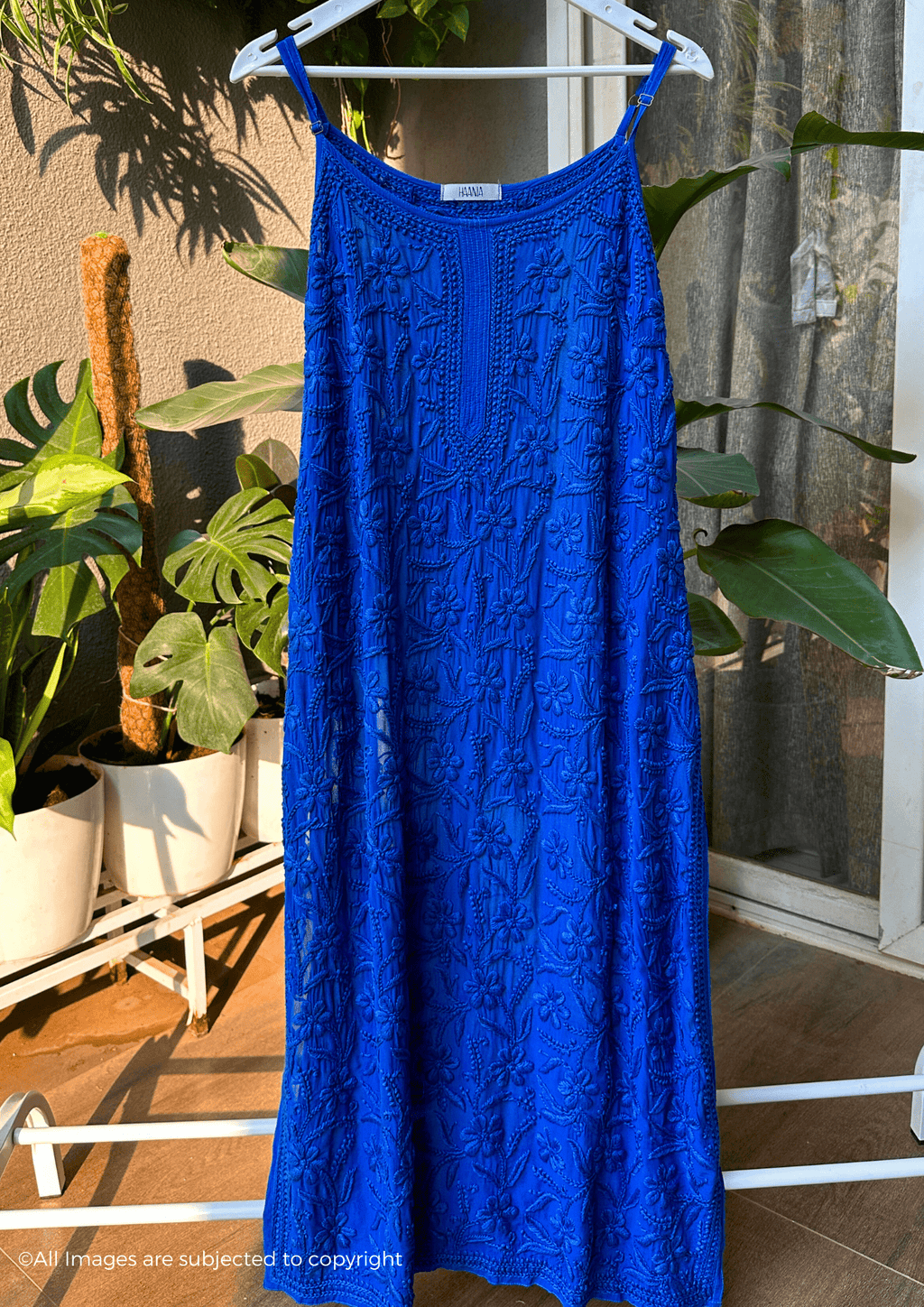 Handcrafted Chikankari Noodle Strap Long Kurta