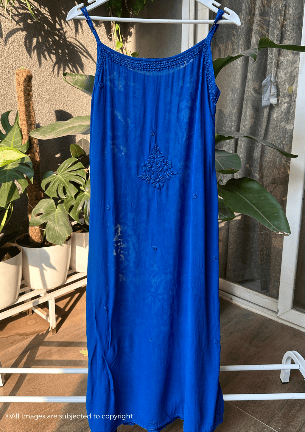 Handcrafted Chikankari Noodle Strap Long Kurta
