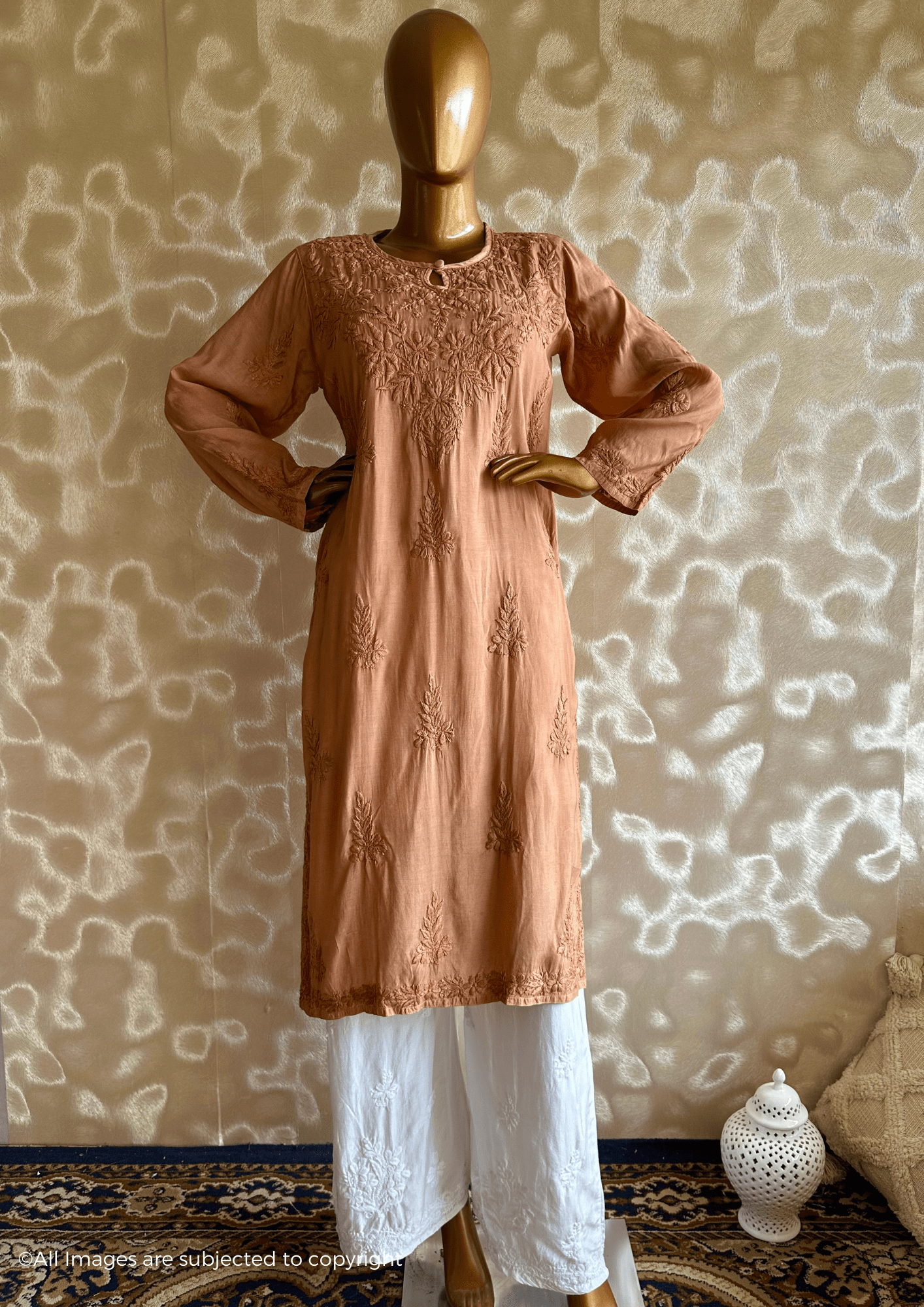 Handcrafted Chikankari Premium Muslin Silk Kurta