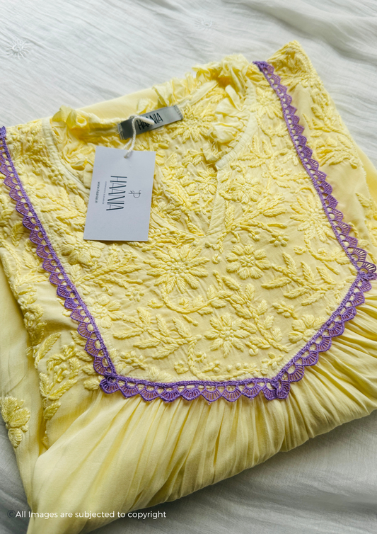 Butter Yellow Handcrafted Chikankari Suit Set