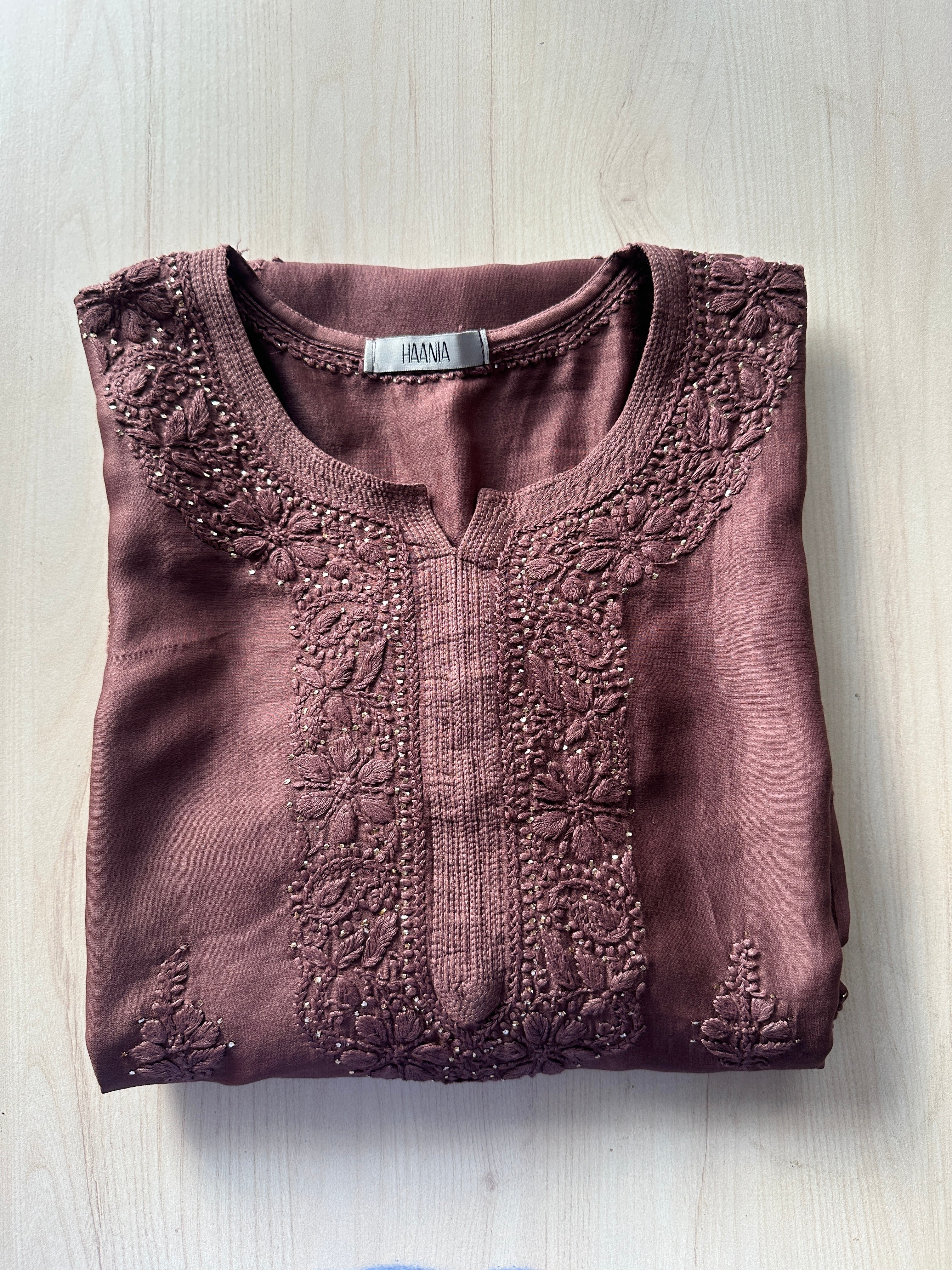 Choco Barfi Inspired Chikankari Chanderi Suit Set