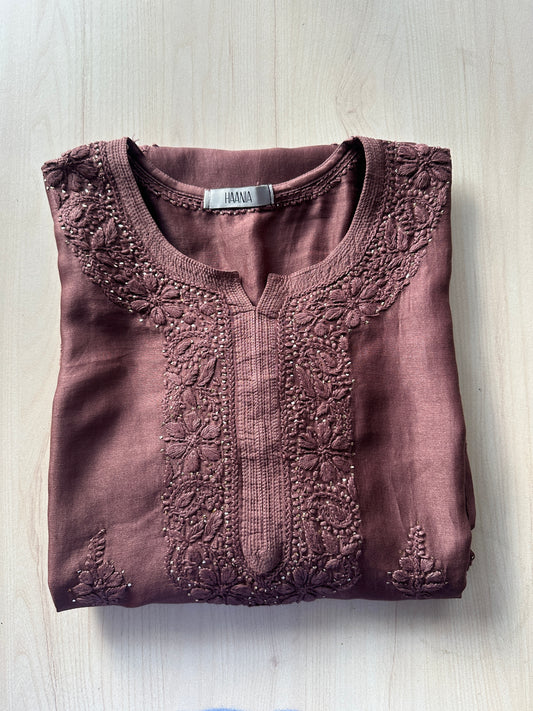 Choco Barfi Inspired Chikankari Chanderi Suit Set