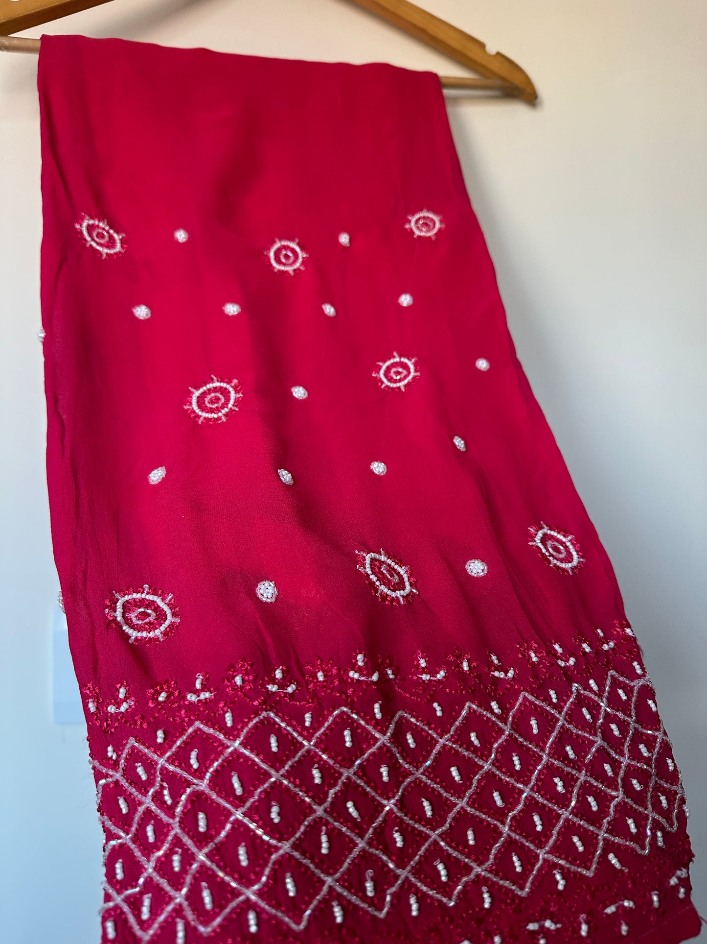 Our Viral Pearl & Cutdana Chikankari Suit Set - Hot Pink