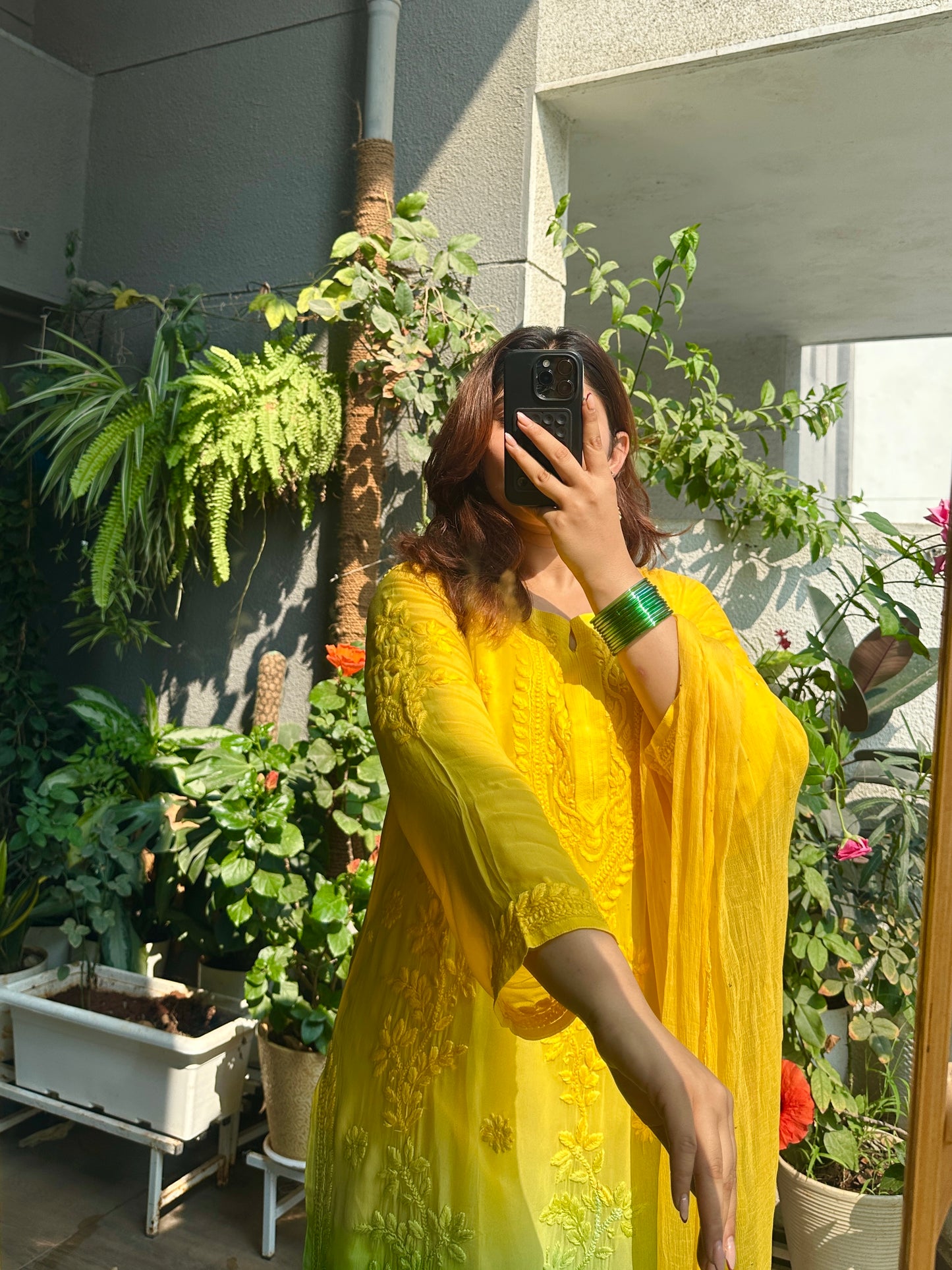 Marigold Muse Handcrafted Chikankari Suit Set