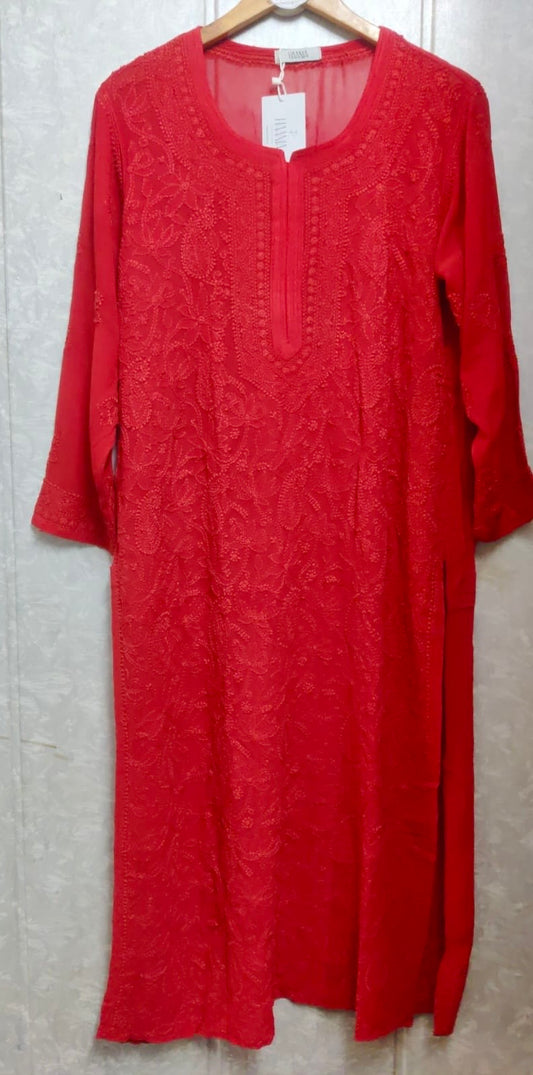 Handcrafted Chikankari Premium viscose Long Kurta